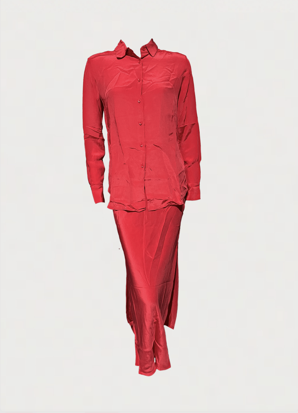 Button Up Bias Shirt Dress