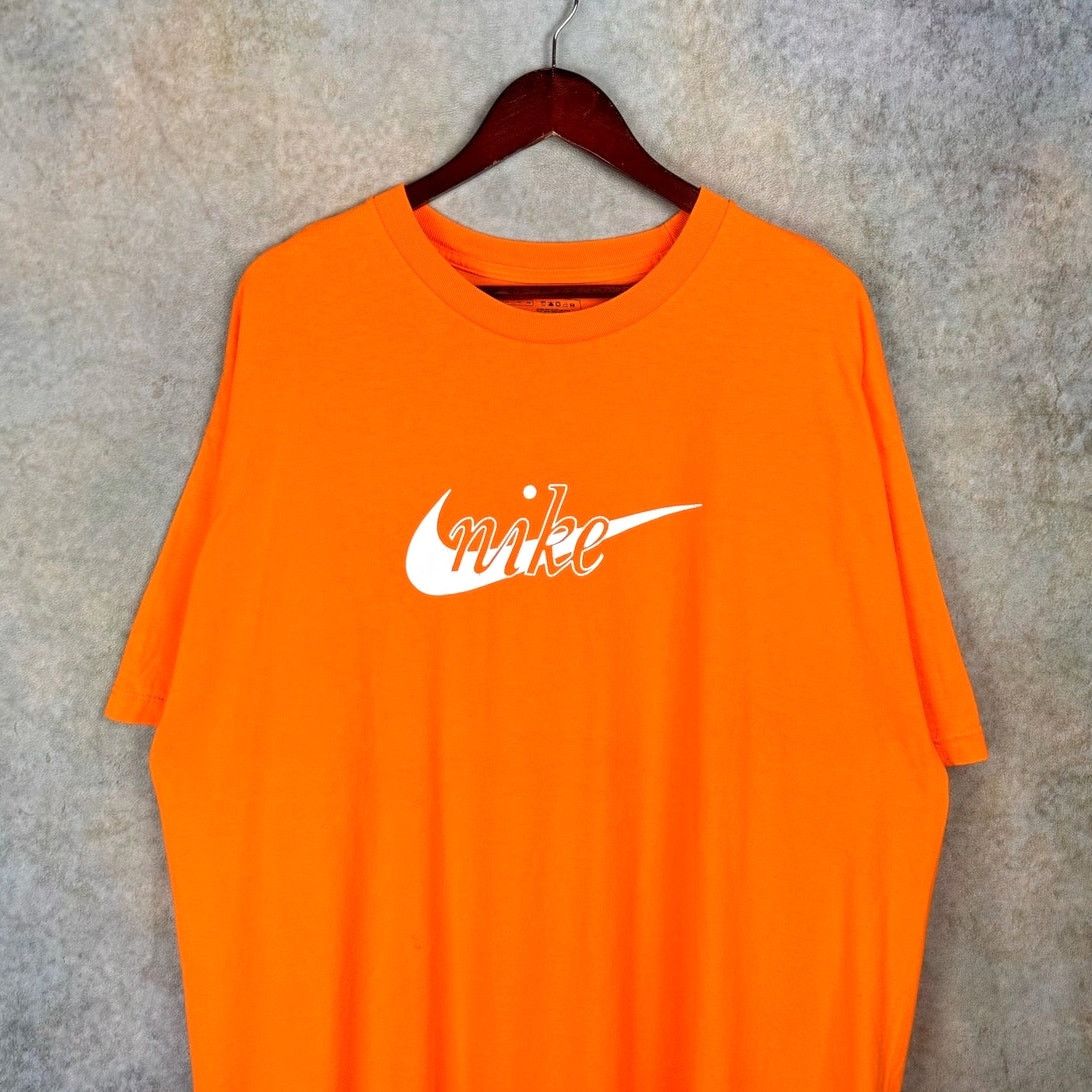 Nike × Vintage VTG Y2K Nike Logo T Shirt Sz XXL Orange Center Swoosh Logo Size US XXL / EU 58 / 5 - 1 Thumbnail