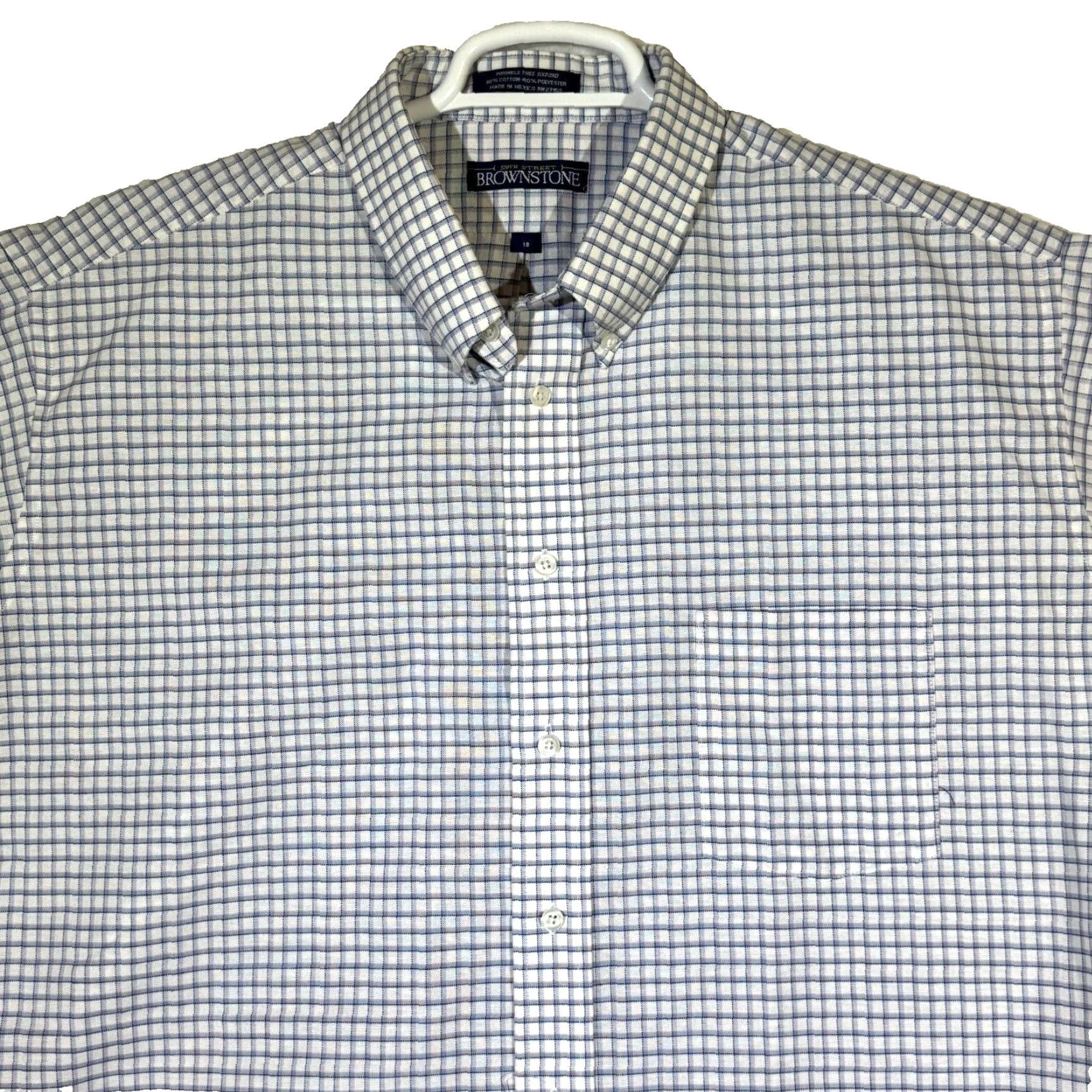 Vintage 59th Street Brownstone Shirt Blue Check Short Sleeve Button-Down M856 Mens Regular XS? No Size US XXL / EU 58 / 5 - 3 Thumbnail