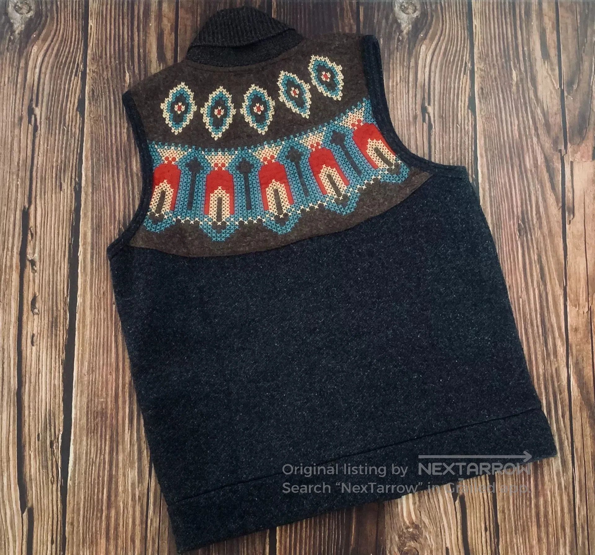 &SONS stylish gypsy sons navy patterned vest. Size US L / EU 52-54 / 3 - 2 Thumbnail
