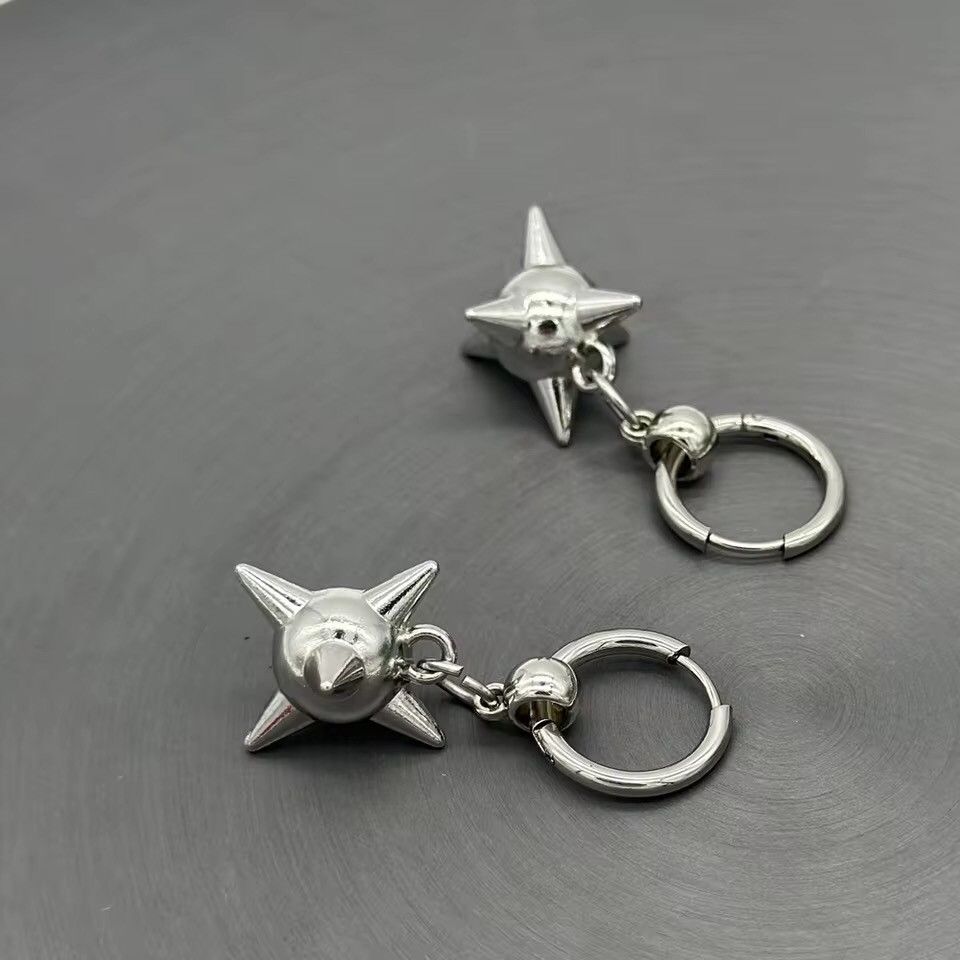 Jewelry Spiky Ball Hoop Dangle Earrings Size ONE SIZE - 2 Thumbnail