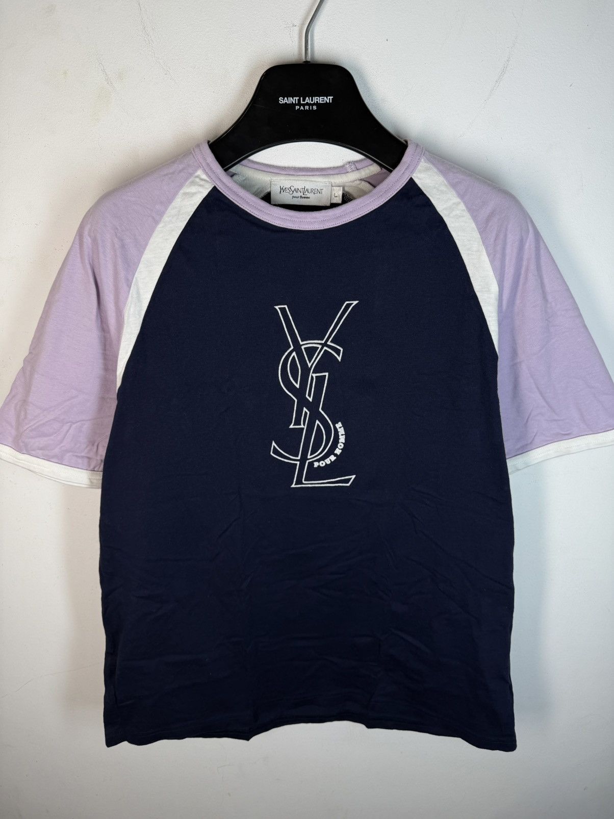 Yves Saint Laurent Blue YSL T-shirt Big Logo YSL Shirt Size US M / EU 48-50 / 2 - 1 Thumbnail