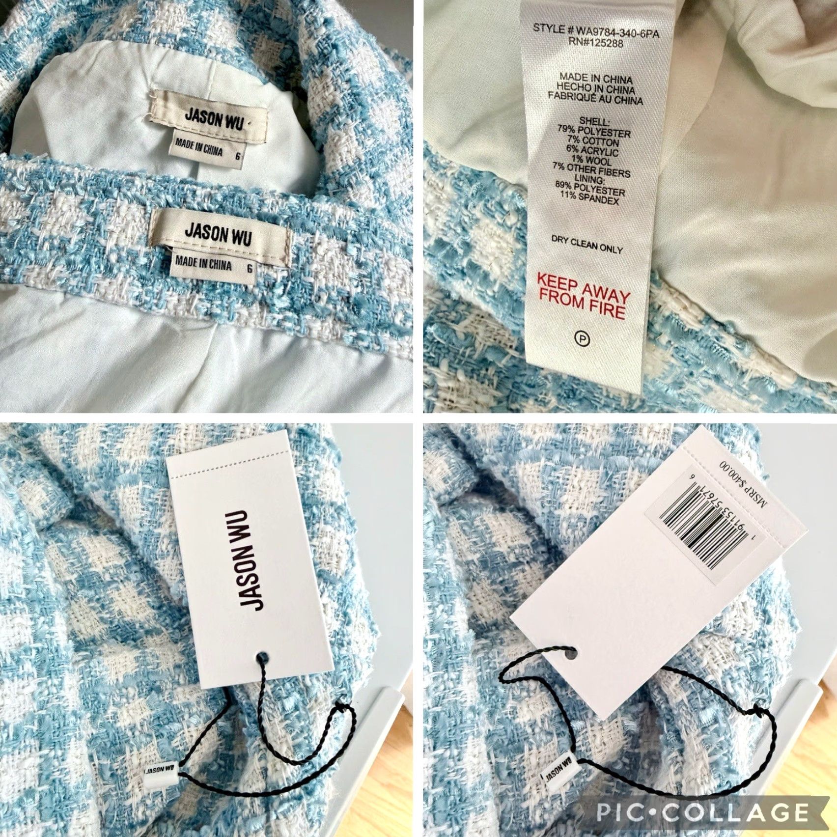 Jason Wu Jason Wu Tweed Plaid Cropped Blazer & Skort Set Suit Blue White Size 6 Multicolor Womens Short Sleeve Jacket Skirt 2 Piece Size M / US 6-8 / IT 42-44 - 5 Thumbnail