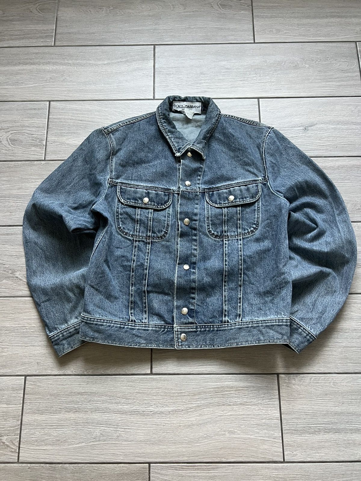 Vintage Dolce Gabbana Blue Denim Jeans Cargo Jacket Archive