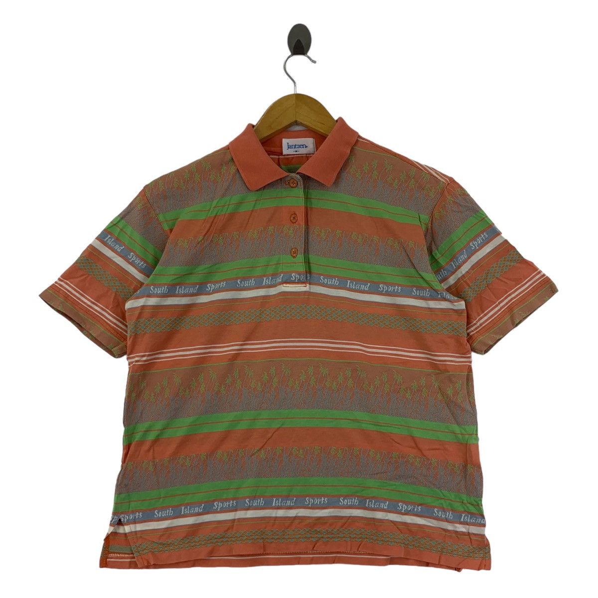 Jantzen Vintage 90’ JANTZEN SOUTH ISLAND AOP Polo Tee Shirt Top Size US M / EU 48-50 / 2 - 1 Thumbnail