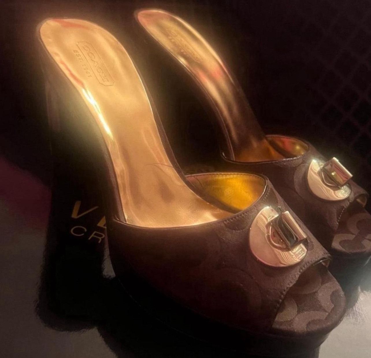 Coach COACH Vintage Brown and Gold Toggle Platform Size US 8.5 / IT 38.5 - 1 Thumbnail