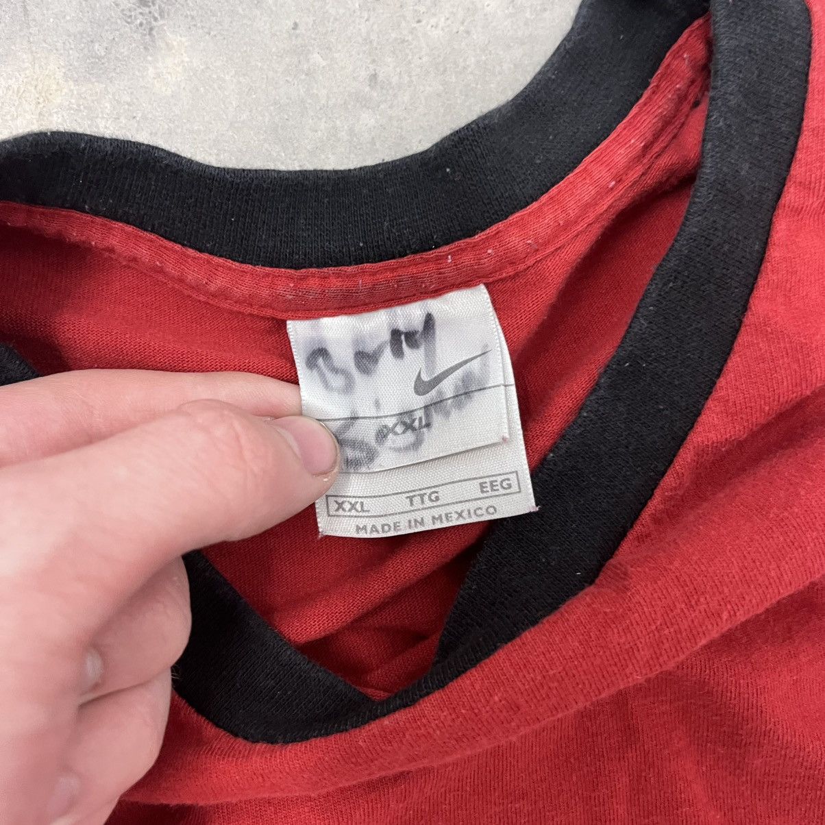 Nike × Vintage Crazy 2000s Y2K Nike Embroidered Red Ringer Long Sleeve XXL Size US XXL / EU 58 / 5 - 5 Thumbnail