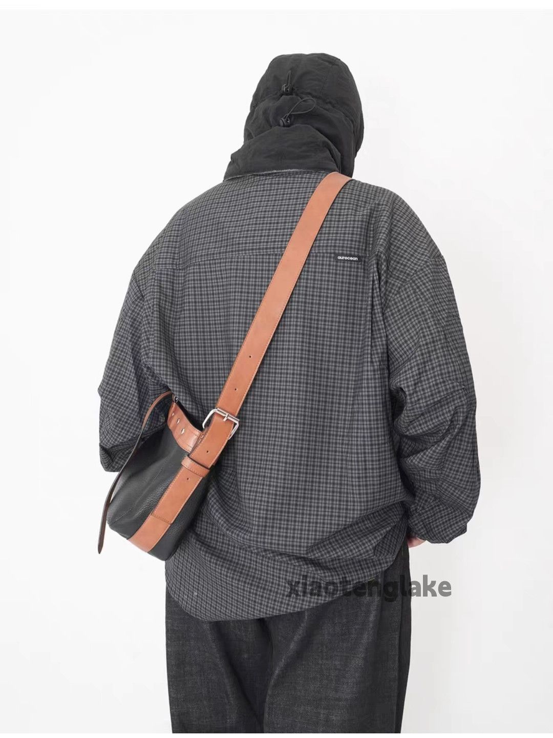 Unisex utility punk hiphop patchwork crossbody bag