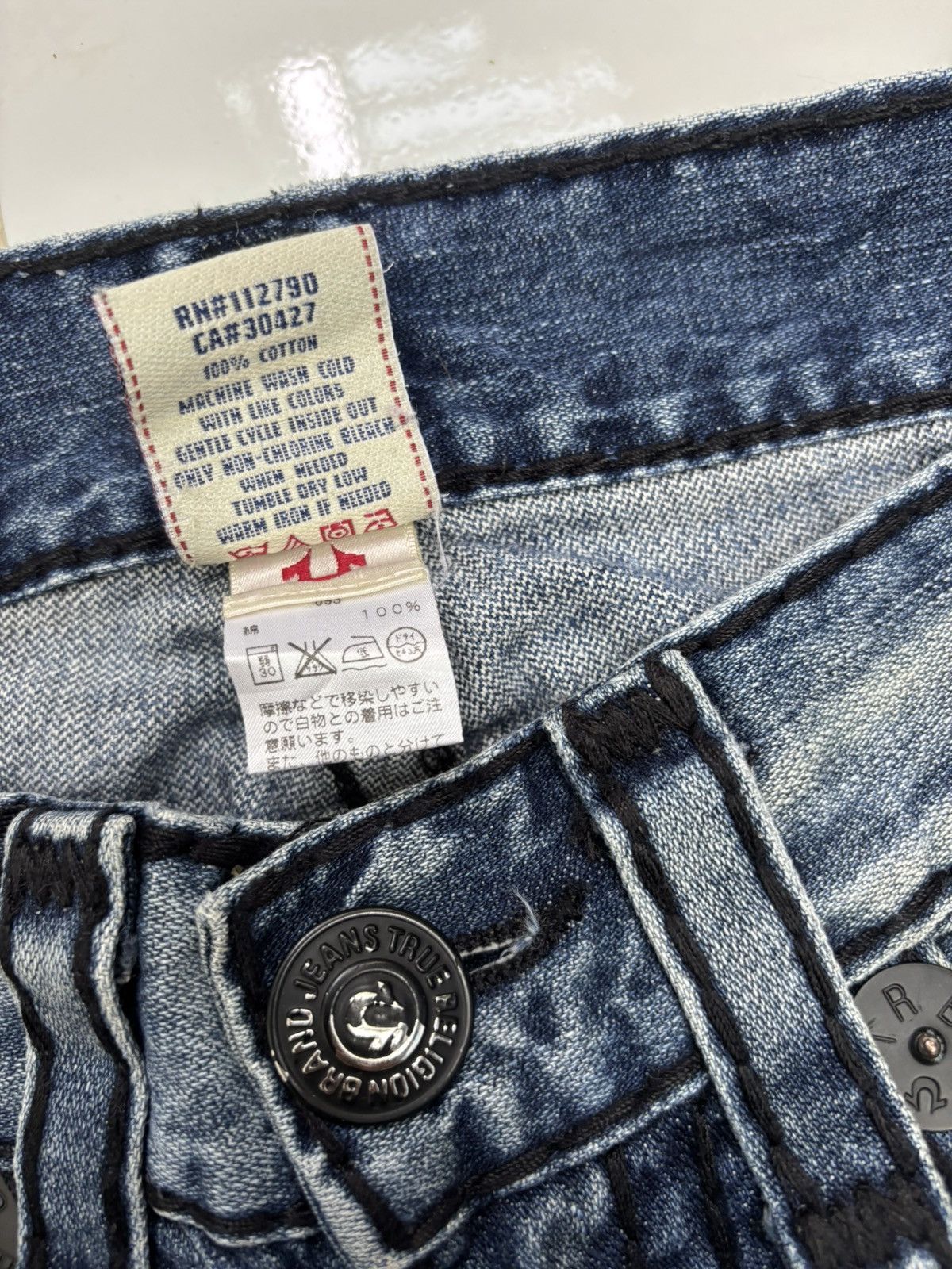 Hysteric Glamour × True Religion TRUE RELIGION Joey Super T Flared Jeans Distressed Denim Size US 30 / EU 46 - 11 Thumbnail