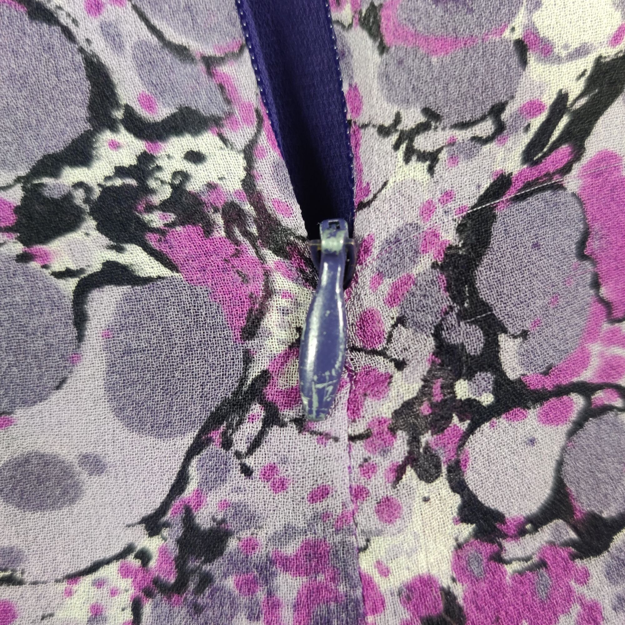 Vintage Andrea Polizzi for Rex Lester 4 Purple Abstract Print Silk S Size S / US 4 / IT 40 - 5 Thumbnail