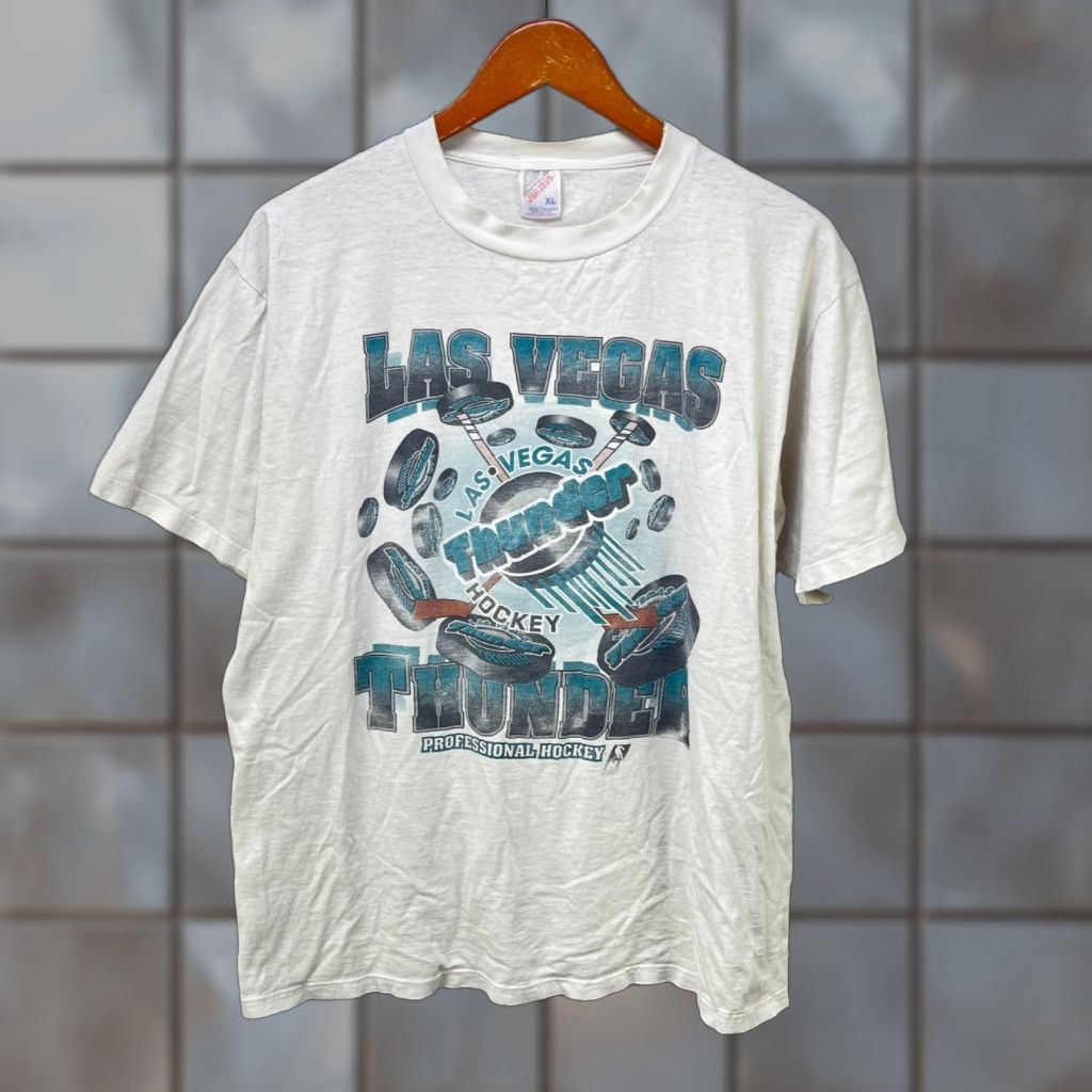 Jerzees VINTAGE Las Vegas Thunder T-Shirt XL Men White Short Sleeve 90s Exact Stitch Size US XL / EU 56 / 4 - 1 Thumbnail