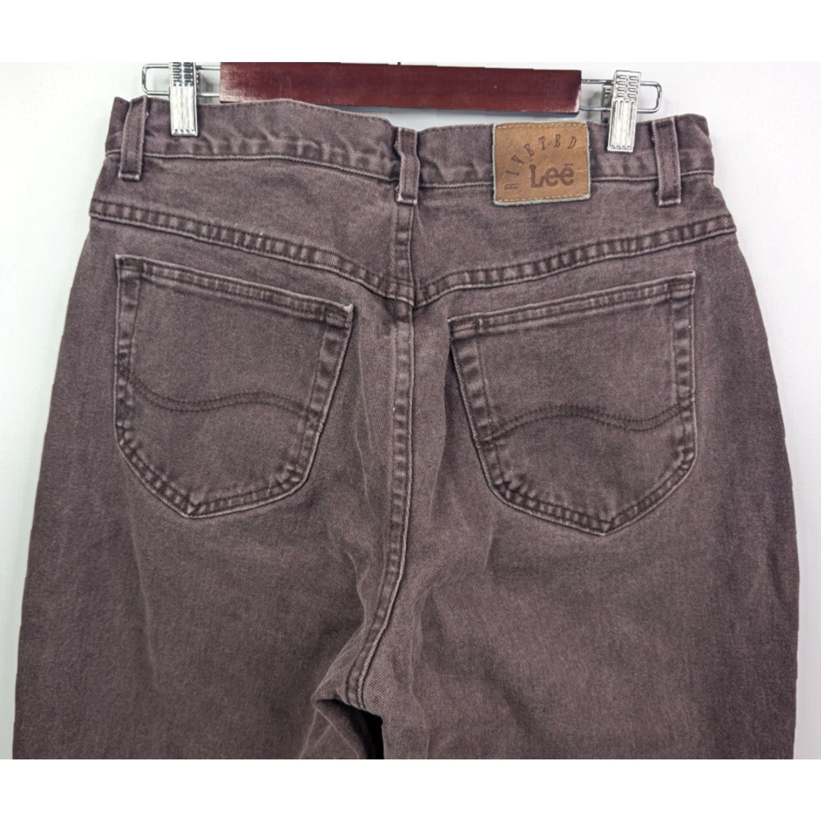 Lee VINTAGE Lee Riveted Brown Denim Mom Jeans Womens 14 Medium High Rise 100% Cotton 5-Pocket Style 90s Western Casual Shirt? Size 36" / US 14 / IT 50 - 4 Thumbnail