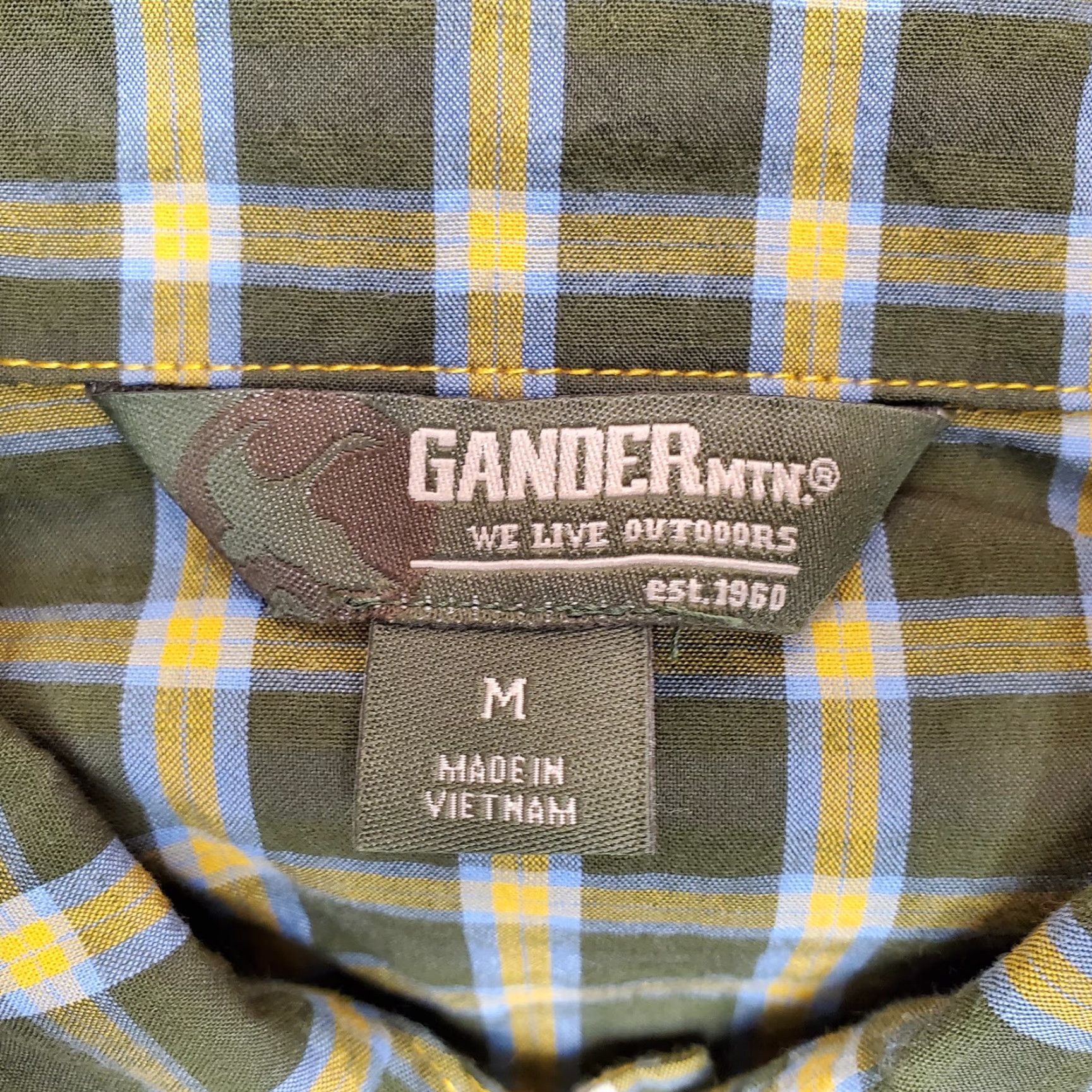 Olive VINTAGE Gander Mountain Shirt Mens M Olive Plaid Short Sleeve Outdoor Travel Casual Size US M / EU 48-50 / 2 - 5 Thumbnail