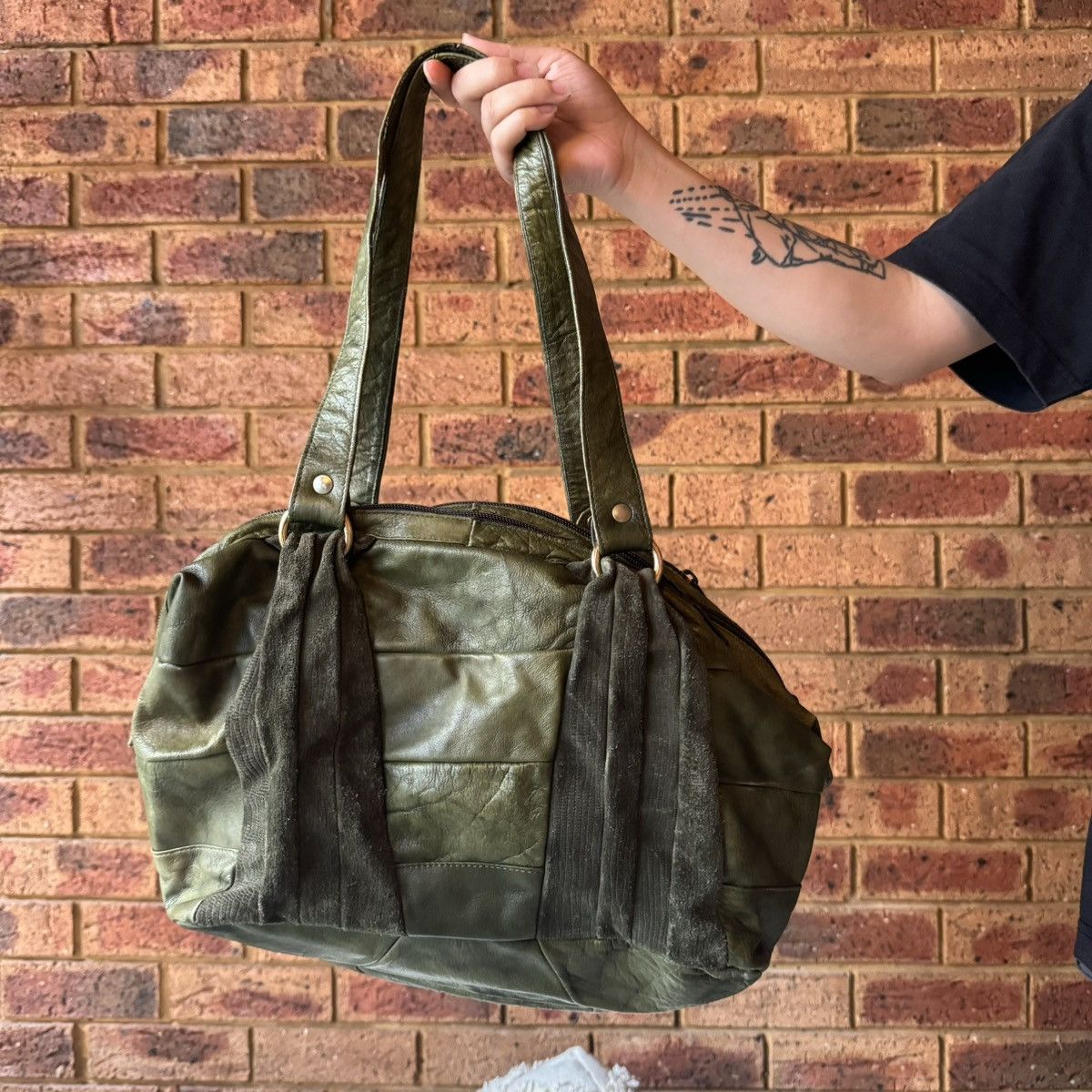 Other Olive green leather shoulder bag made in Italy Size ONE SIZE - 2 Thumbnail
