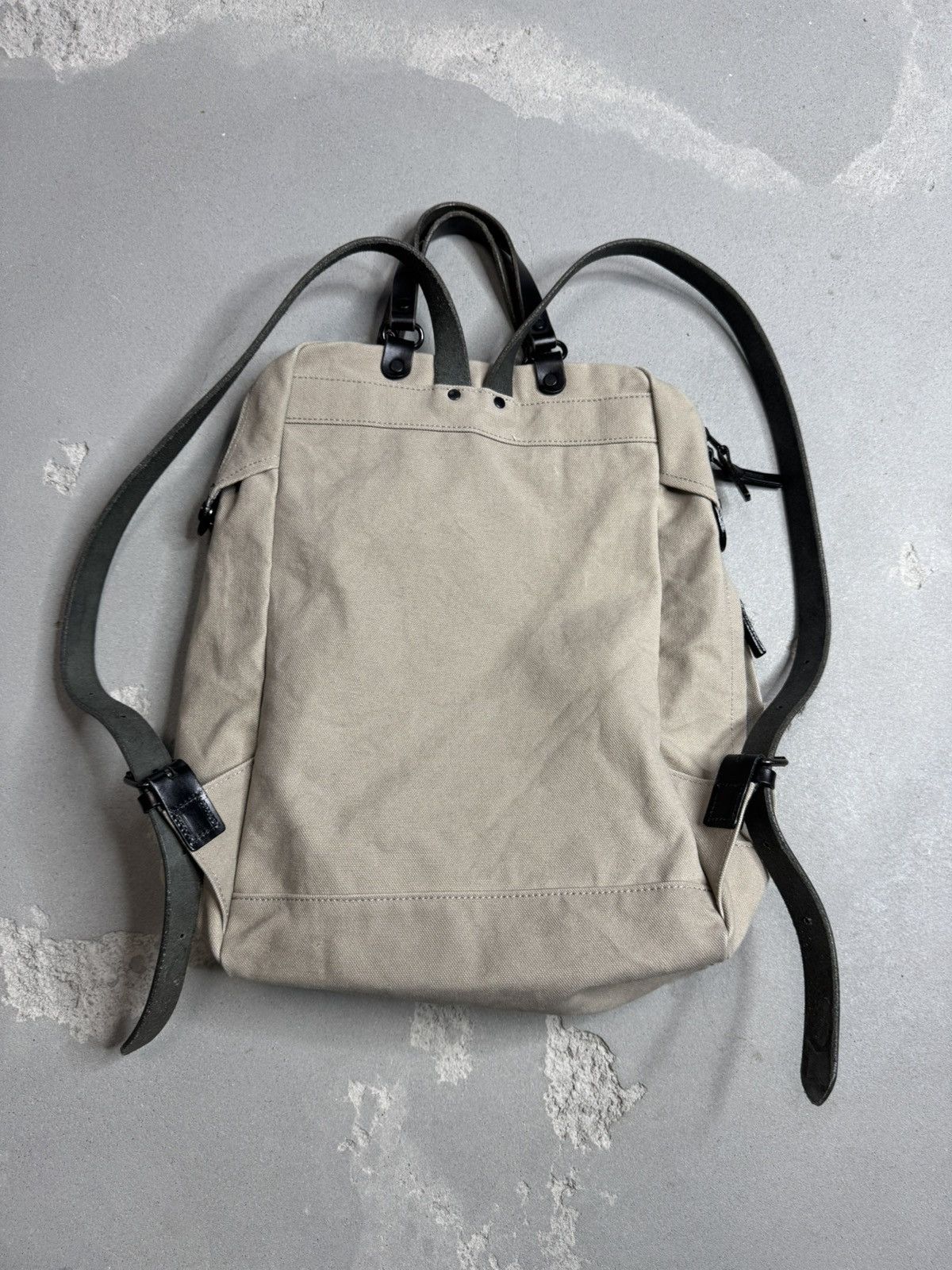 Japanese Brand × Porter BAGGY PORTER KBS Faded Canvas Backpack w Leather Detail Size ONE SIZE - 2 Thumbnail