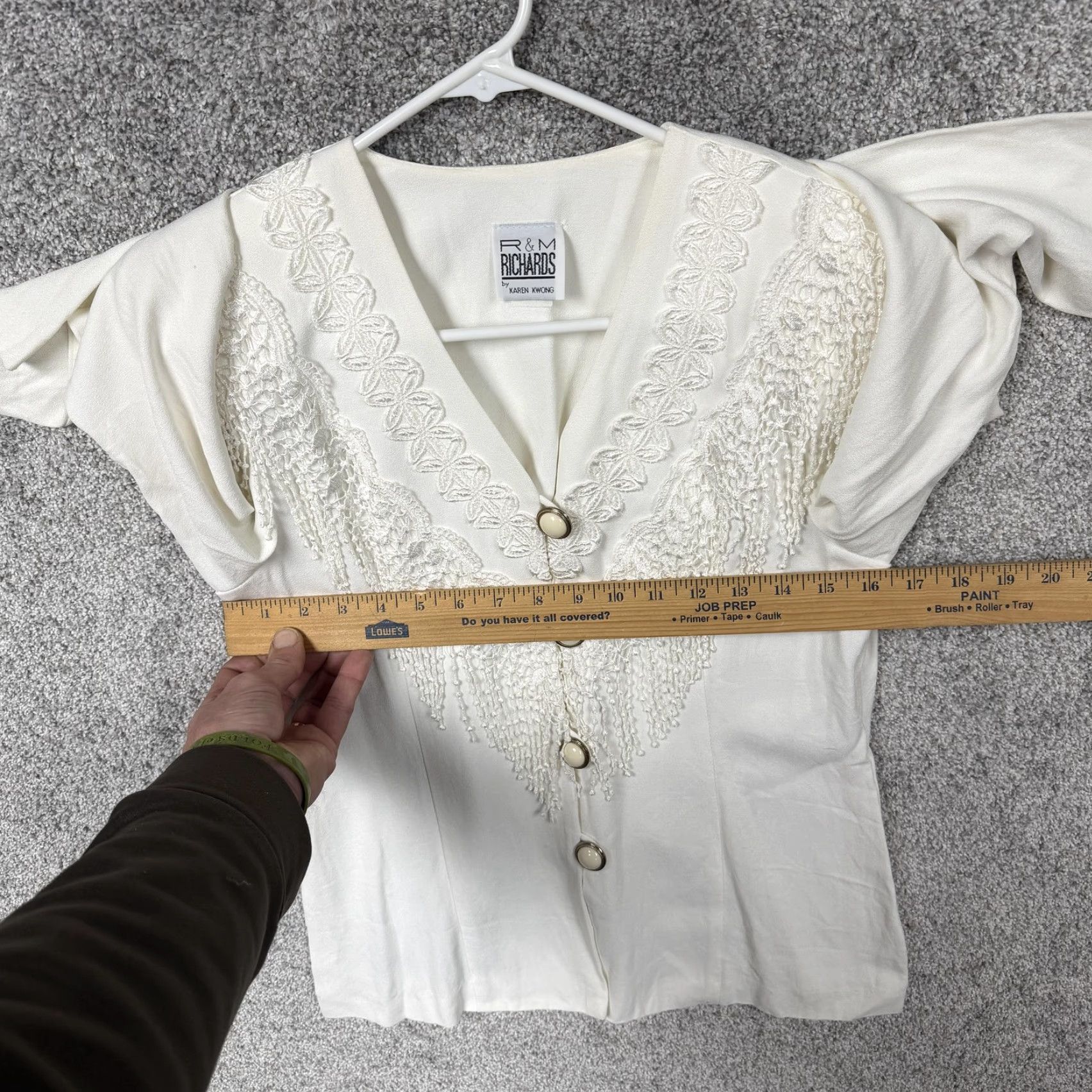 Vintage VINTAGE R&M Richards Blouse Womens 6P Petite White Fringe Embroidered Party/Shirt Size M / US 6-8 / IT 42-44 - 4 Thumbnail