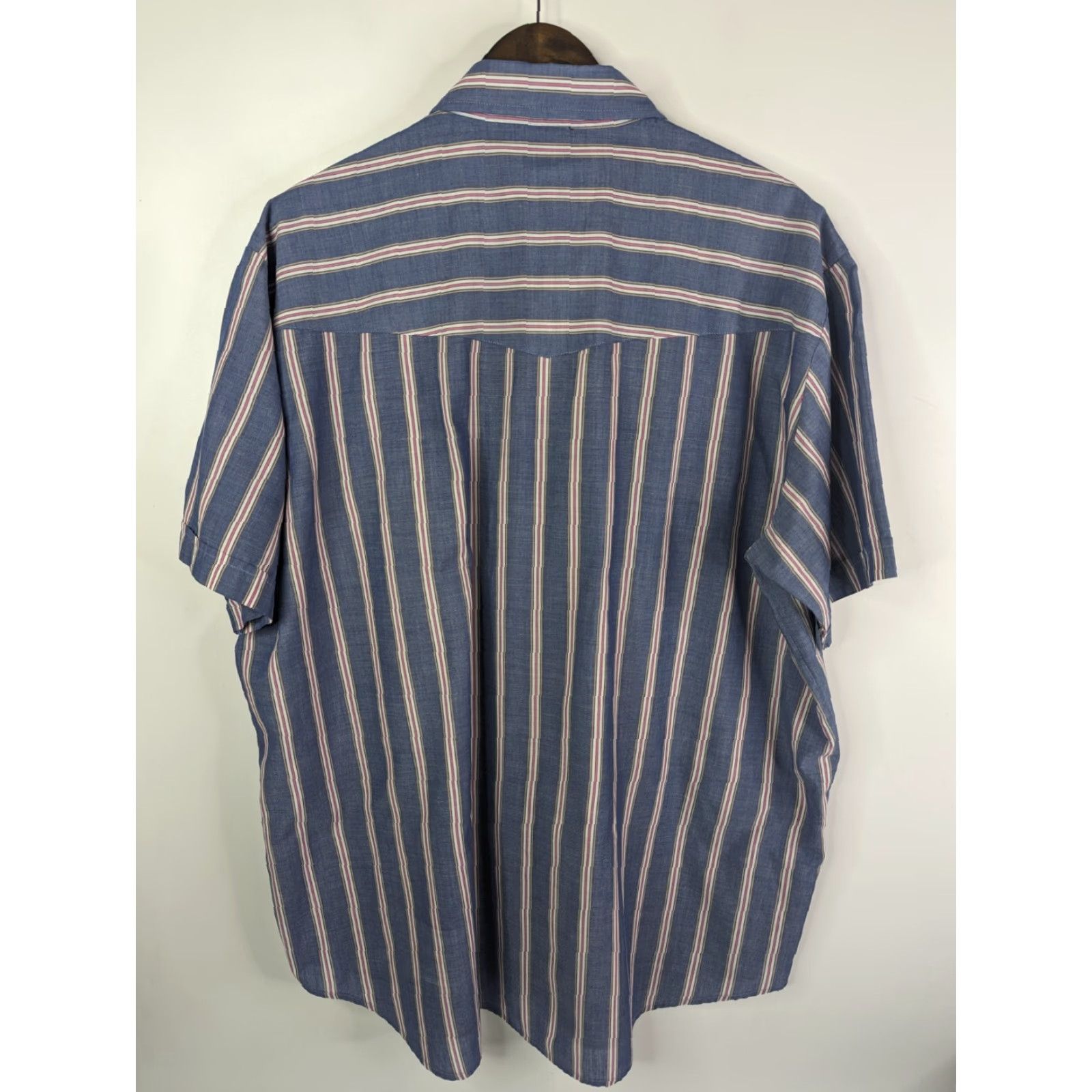 Vintage Ely Cattleman Shirt Adult Big 2X Blue Striped Short Sleeve Pearl Snap Cowboy Size US XXL / EU 58 / 5 - 3 Thumbnail