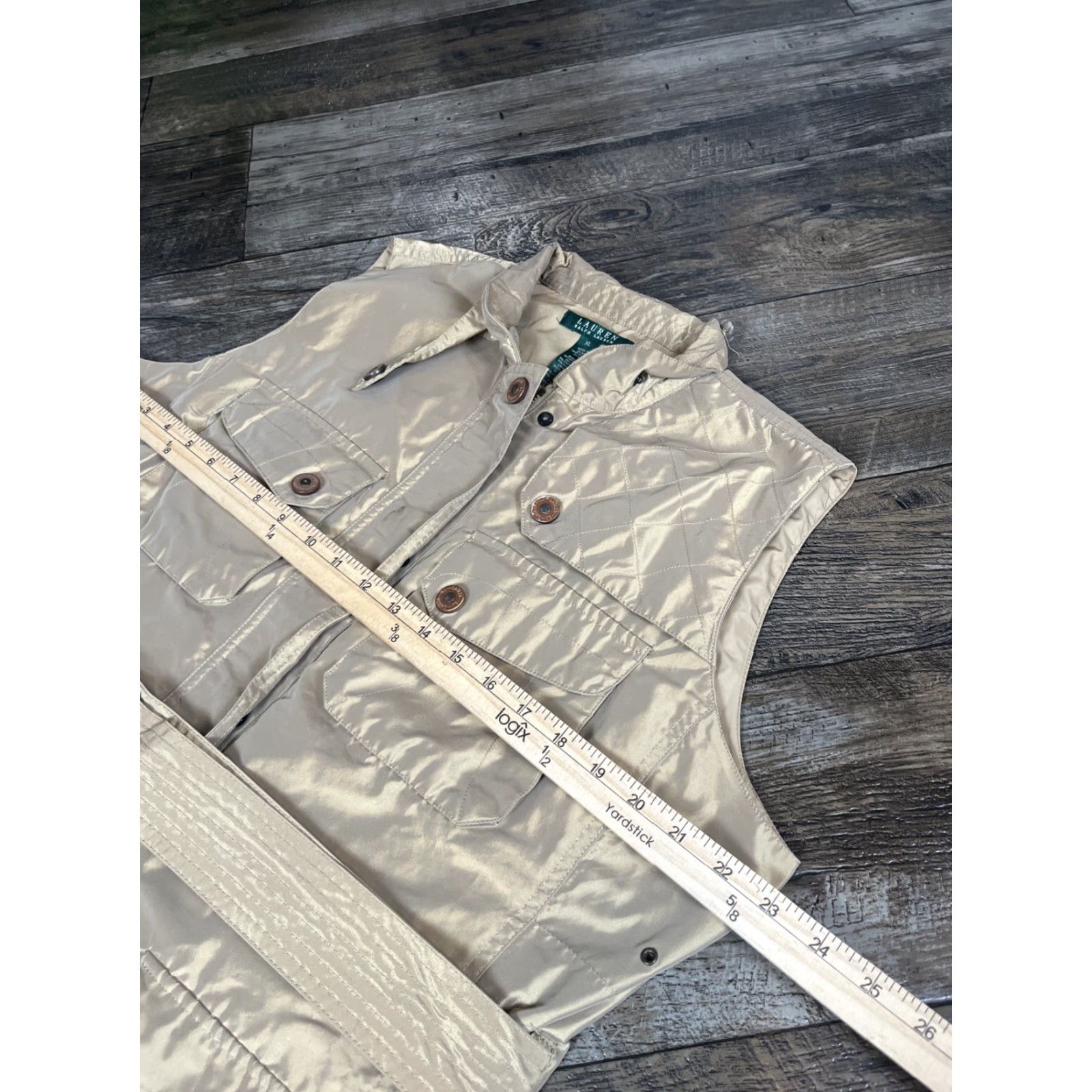 Ralph Lauren VINTAGE Ralph Lauren Safari Utility Vest Womens XL Beige Pocket Belted Windbreaker Hoodless Sleeveless Vest 90s Safari Theme Mens Womens Size XL / US 12-14 / IT 48-50 - 3 Thumbnail