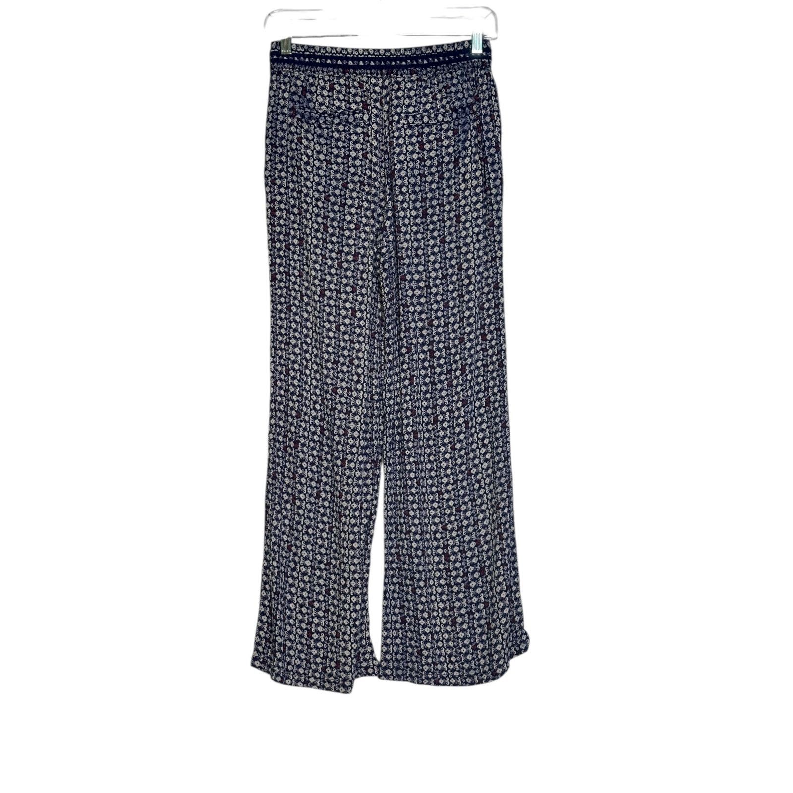 Anthropologie Hei Hei blue white floral boho wide legs pants size XSP Size 32" / US 10 / IT 46 - 8 Thumbnail