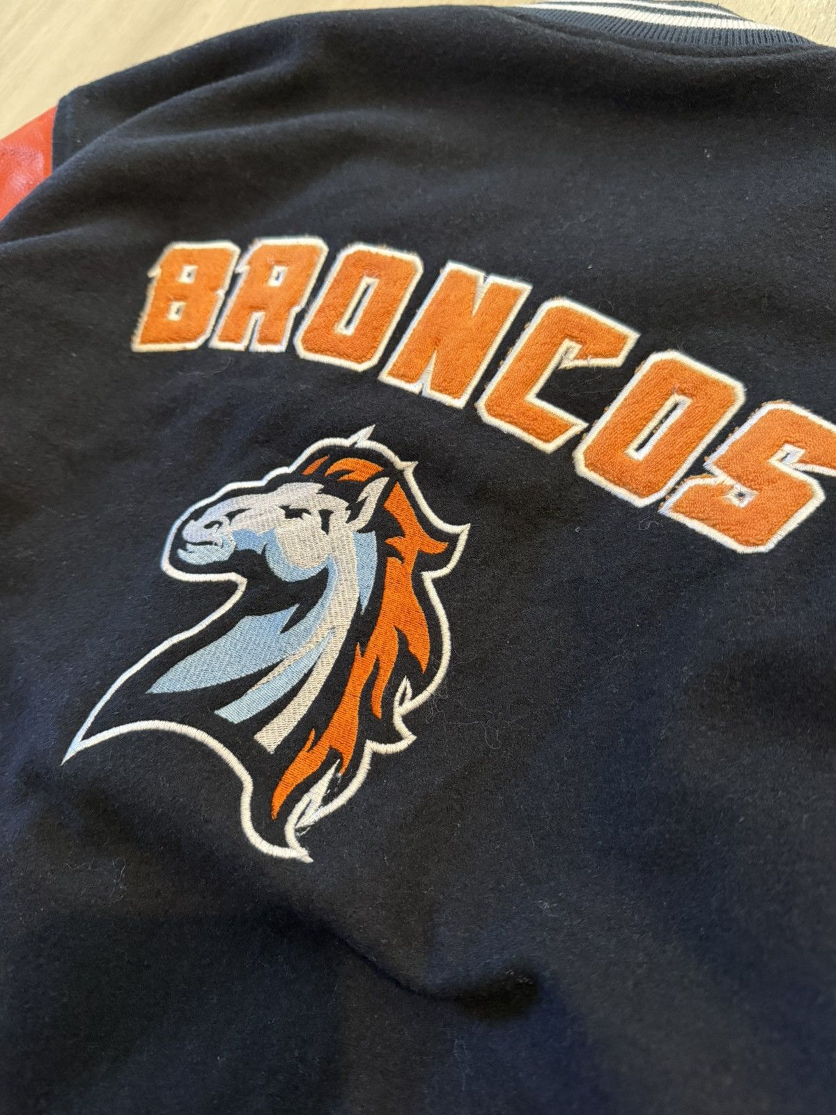 Vintage Vintage Wool Varsity Bomber Broncos Faux Leather Sleeves 2X Size US XXL / EU 58 / 5 - 3 Thumbnail