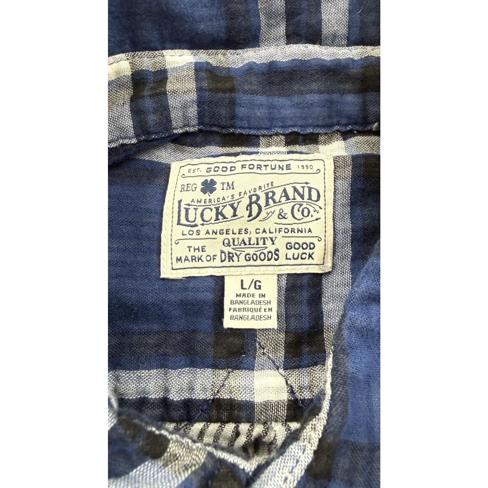 Lucky Brand VINTAGE Lucky Brand Shirt Mens Large Blue Plaid Button-Down Long Sleeve Cotton Casual Size US L / EU 52-54 / 3 - 5 Thumbnail