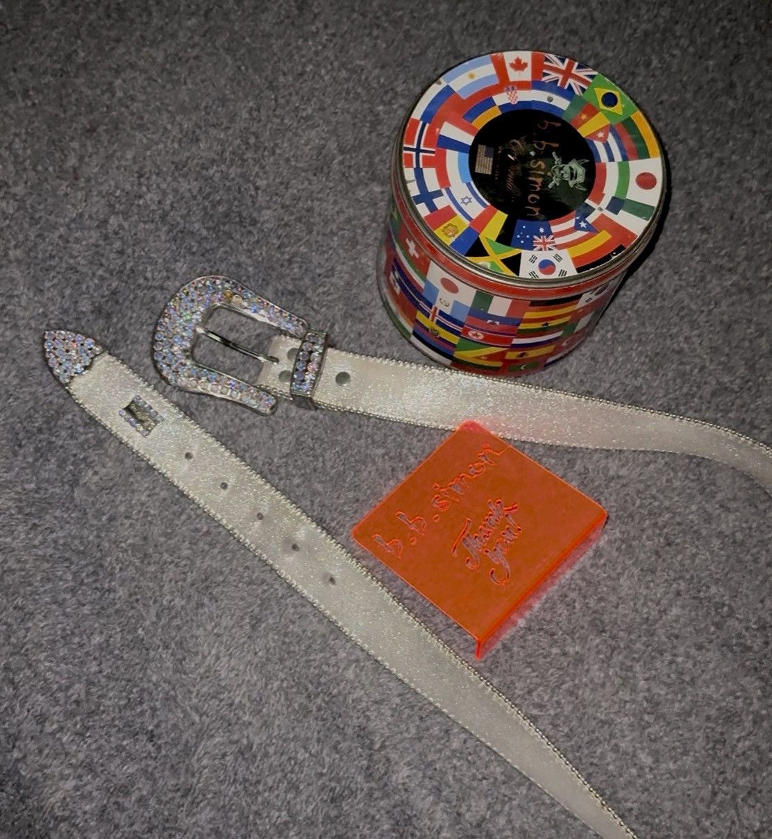 B.B. Simon Gray shiny BB simon belt Size 38 - 4 Thumbnail