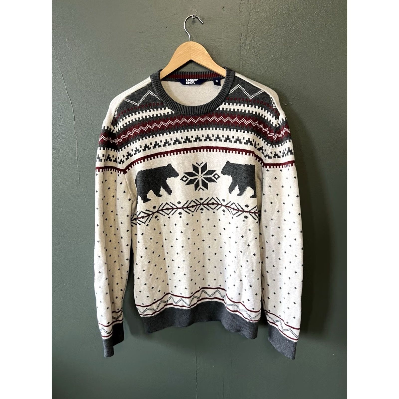 Lands' End Lands' End Mens White Christmas Themed Pullover Sweatshirt XL White Mens Pullover Sweatshirt Christmas Lands' End XL White Size US XL / EU 56 / 4 - 2 Thumbnail