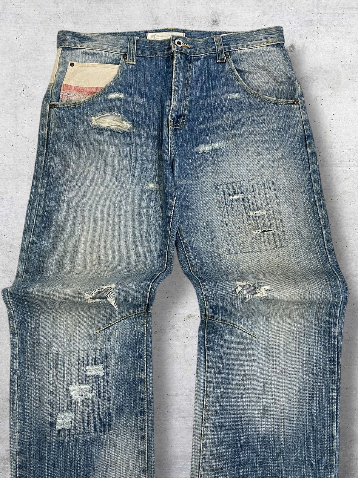 PPFM VINTAGE JAPAN DISTRESS PATCHWORK ARSTHETIC GRUNGE SAF DENIM Size US 33 - 5 Thumbnail
