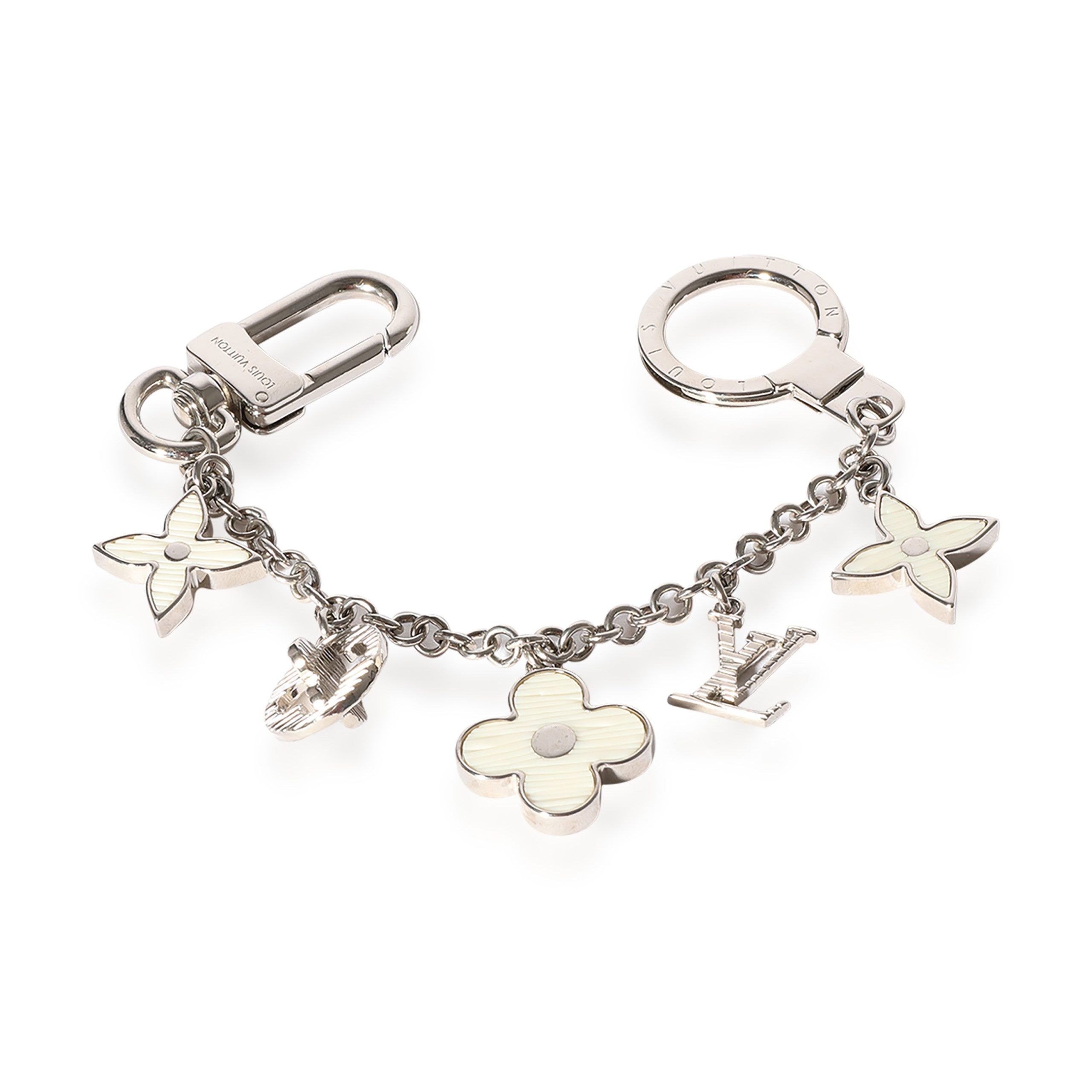 image of Louis Vuitton Silver & White Fleur D'epi Bag Charm, Women's