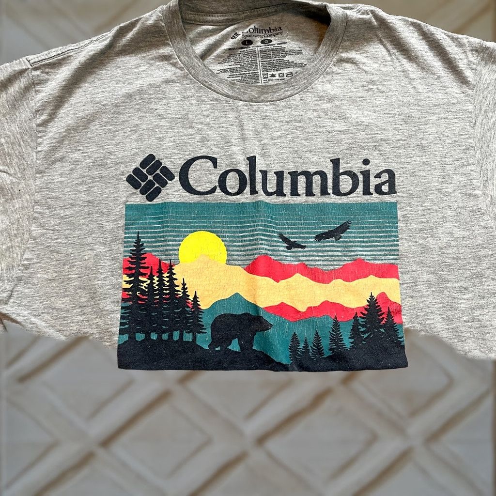 Vintage Columbia Shirt Mens Large Gray Short Sleeve Casual Logo Graphic Adult Size US L / EU 52-54 / 3 - 1 Thumbnail