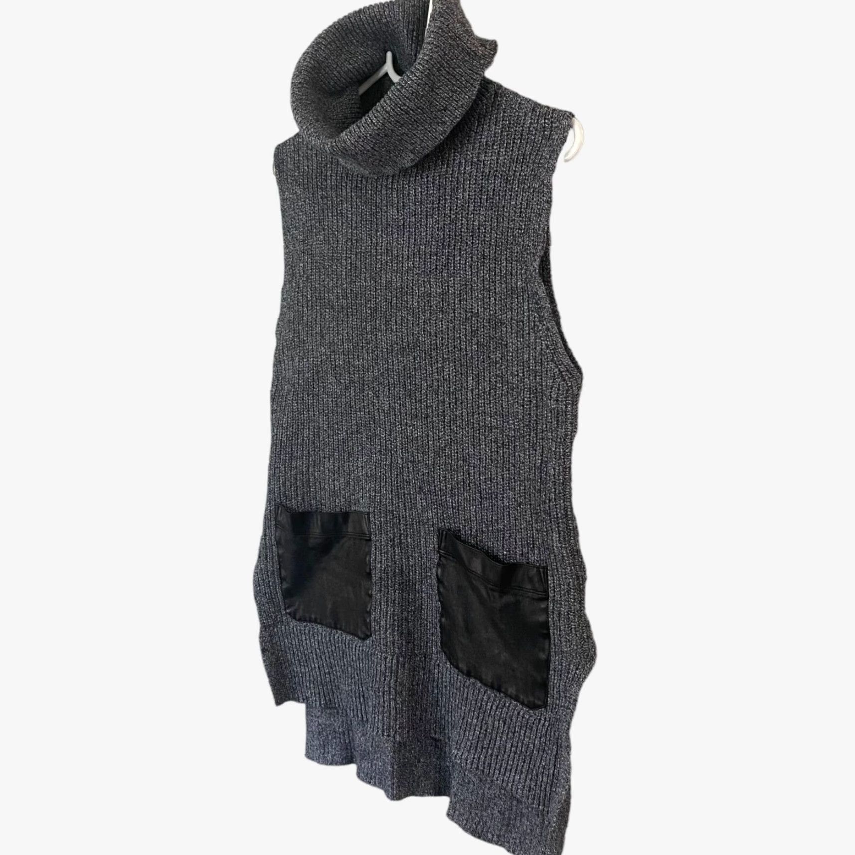 Banana Republic Banana Republic Sleeveless Turtleneck Sweater Women's Small Gray HILO Ribbed Top Pocketed Pullover Size S / US 4 / IT 40 - 2 Thumbnail