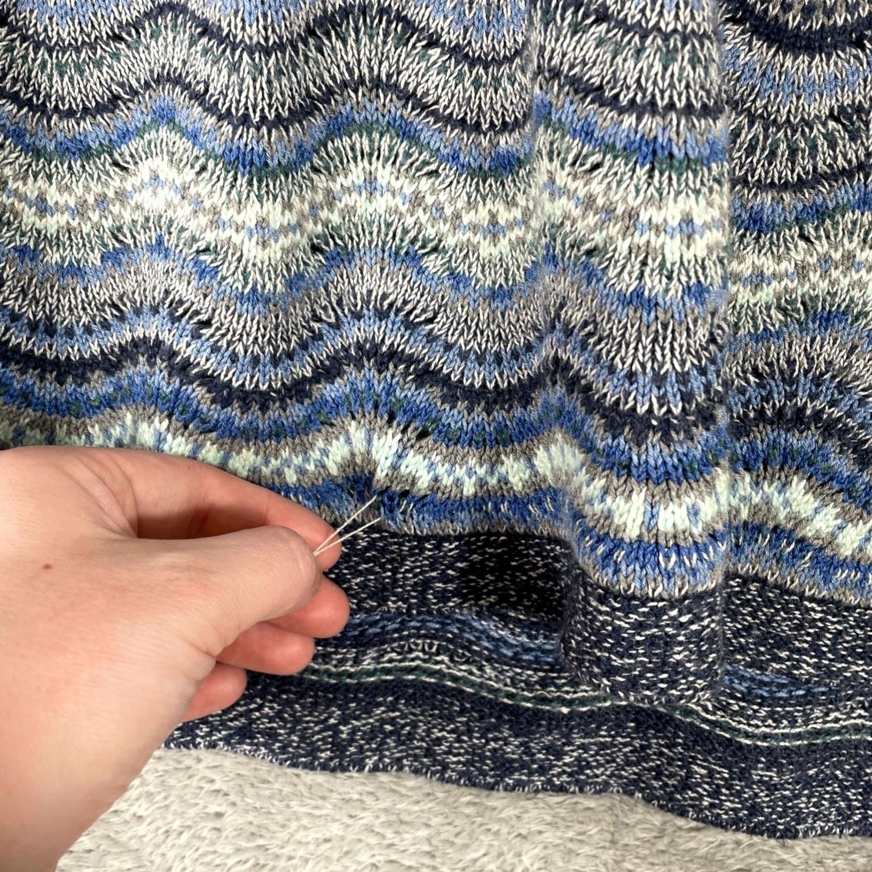J. Jill J. Jill Sweater Womens Medium Blue Chevron Zig Zag Knit Long Sleeve Pullover Size M / US 6-8 / IT 42-44 - 4 Thumbnail