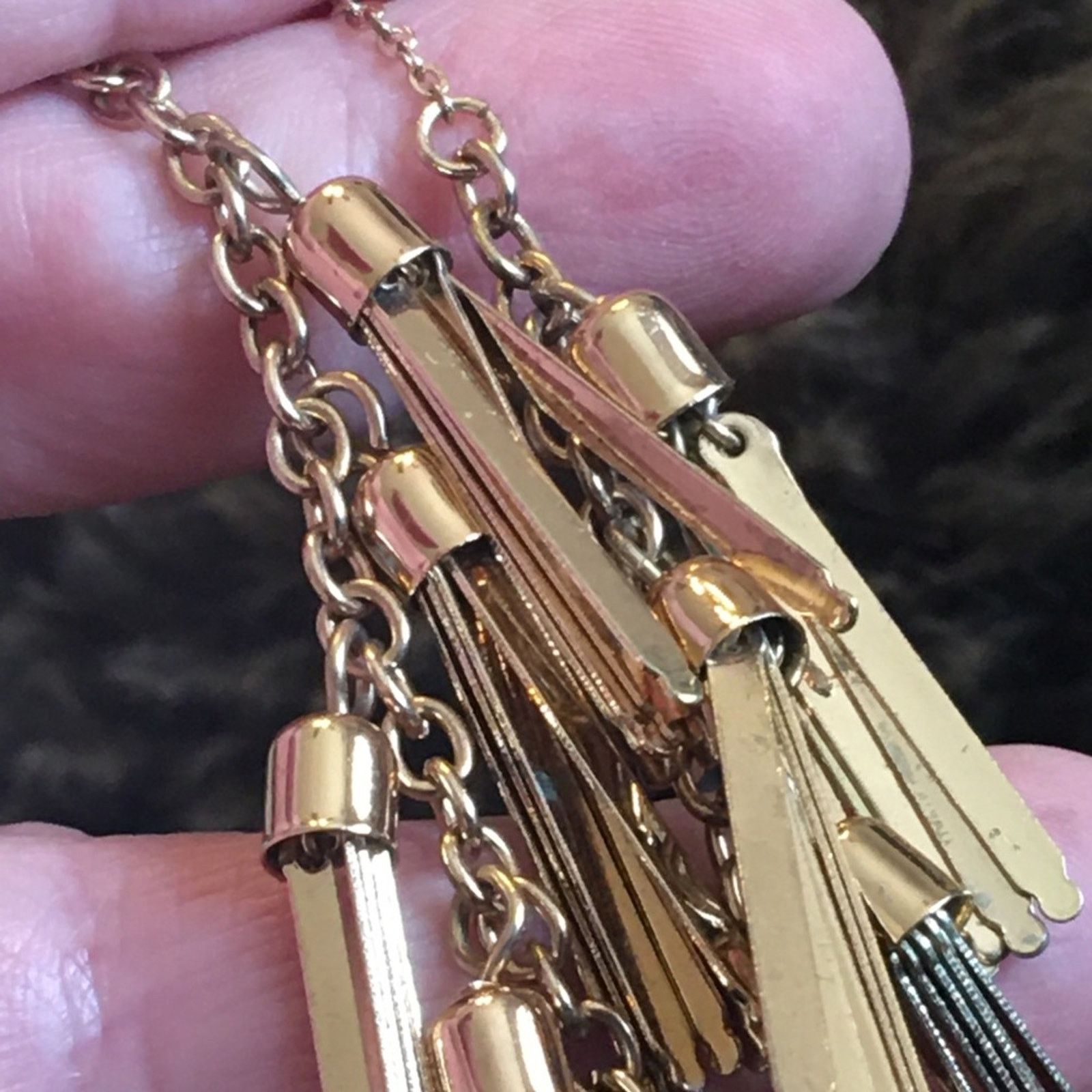 Jewelry Gold plated tassel fringe rolo chain necklace Size ONE SIZE - 6 Thumbnail