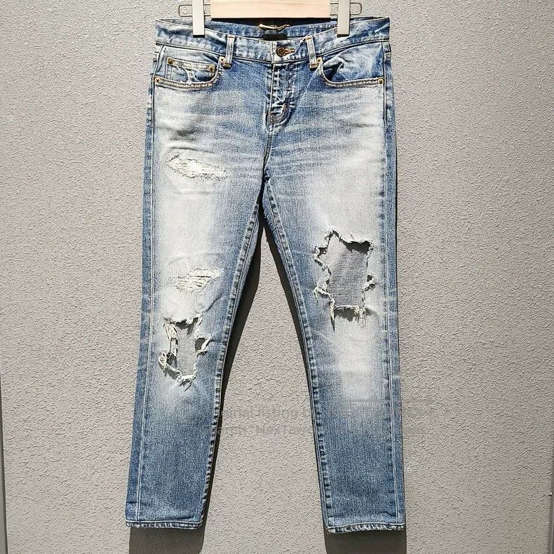Saint Laurent Paris Saint Laurent Paris Washed Ripped Denim Jeans Size US 28 / EU 44 - 1 Thumbnail