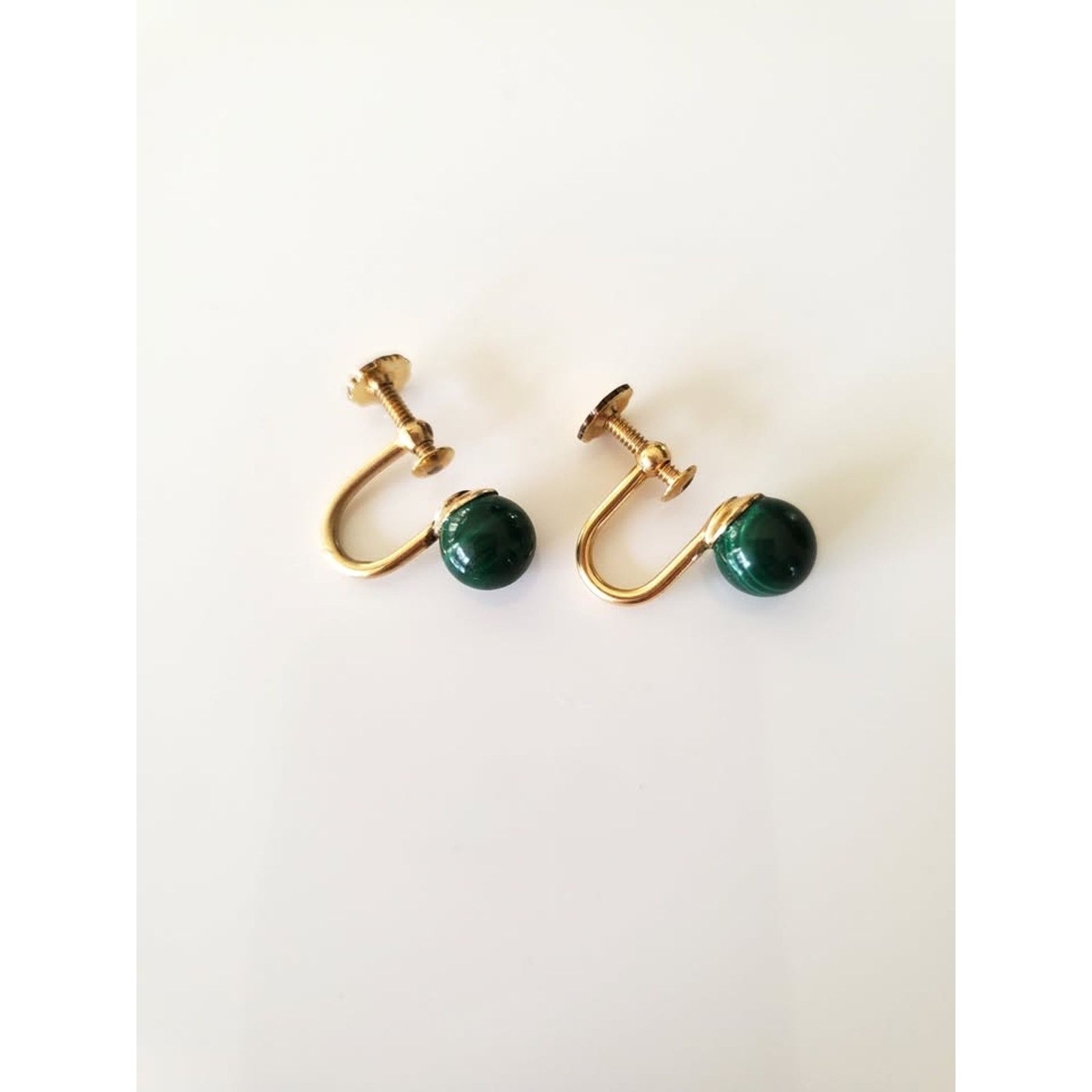 Other Vintage Gold-fill Malachite Ball Screw On Earrings Size ONE SIZE - 1 Thumbnail
