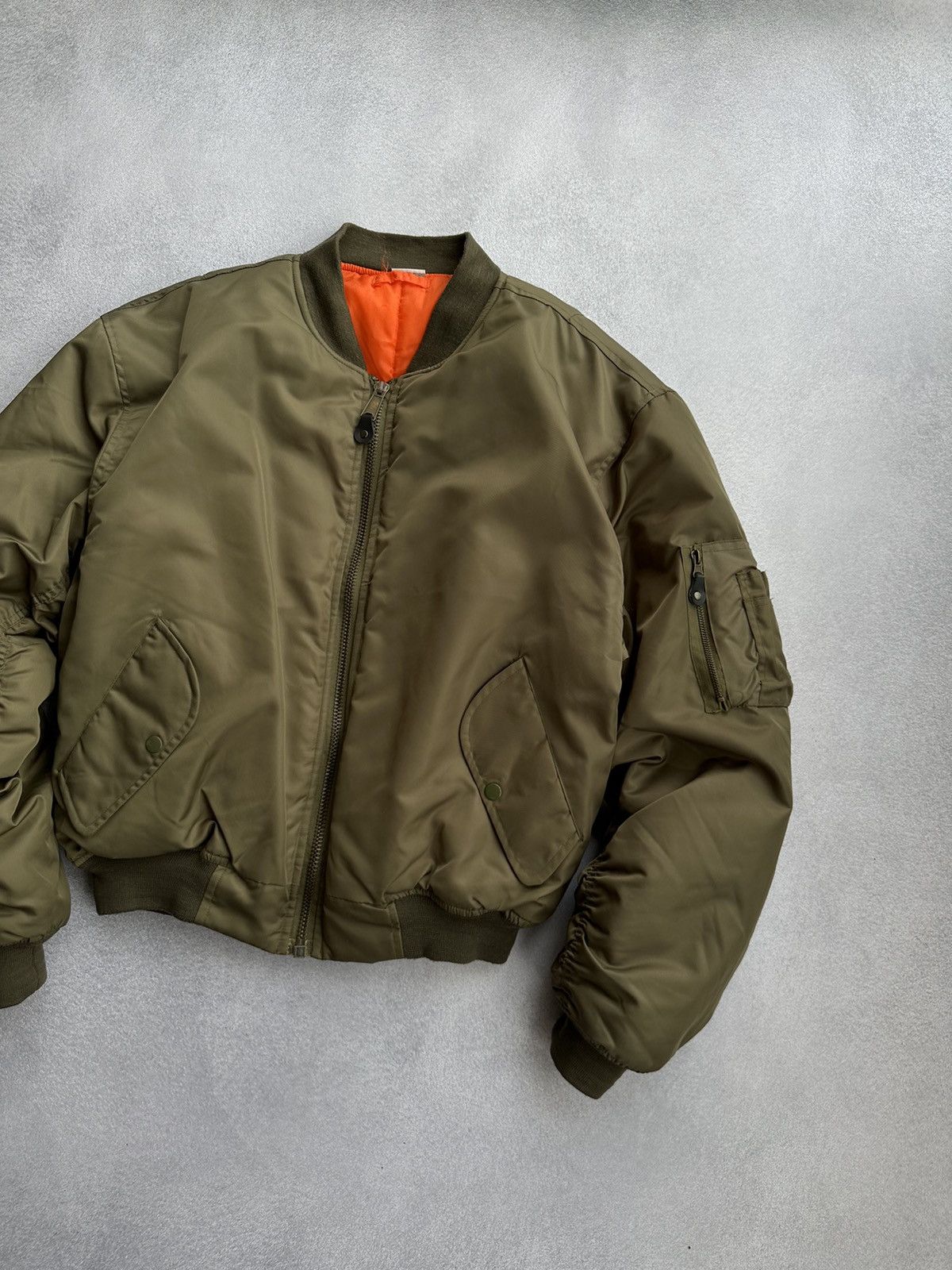 Vintage Vintage MA-1 Nylon Khaki Bomber Jacket Size US XL / EU 56 / 4 - 3 Thumbnail