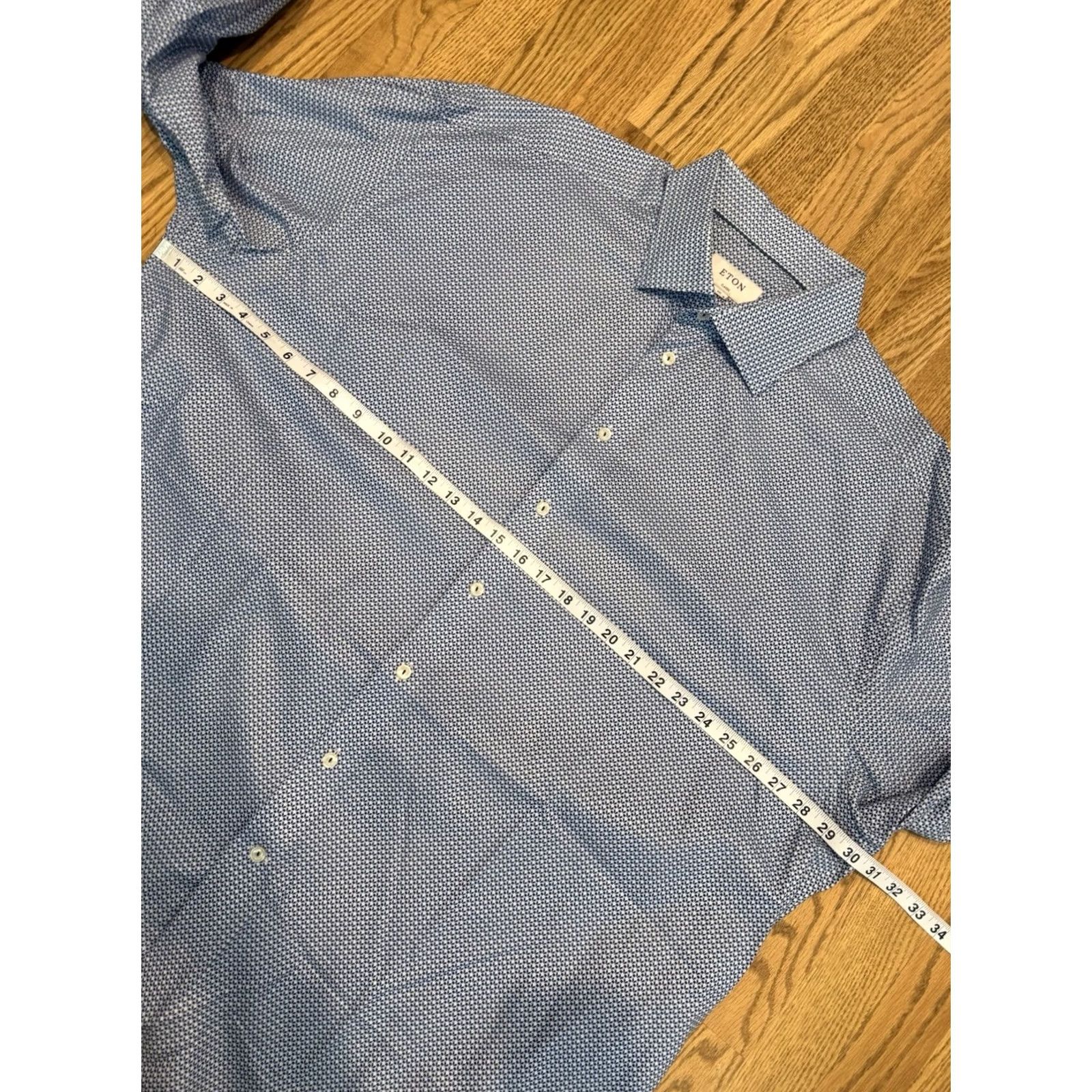 Eton Eton Dress Shirt Men Blue Twill Long Sleeve 18 Geometric Button Up Shirt - Regular, 100% Cotton, Spread Collar Size US XXL / EU 58 / 5 - 5 Thumbnail