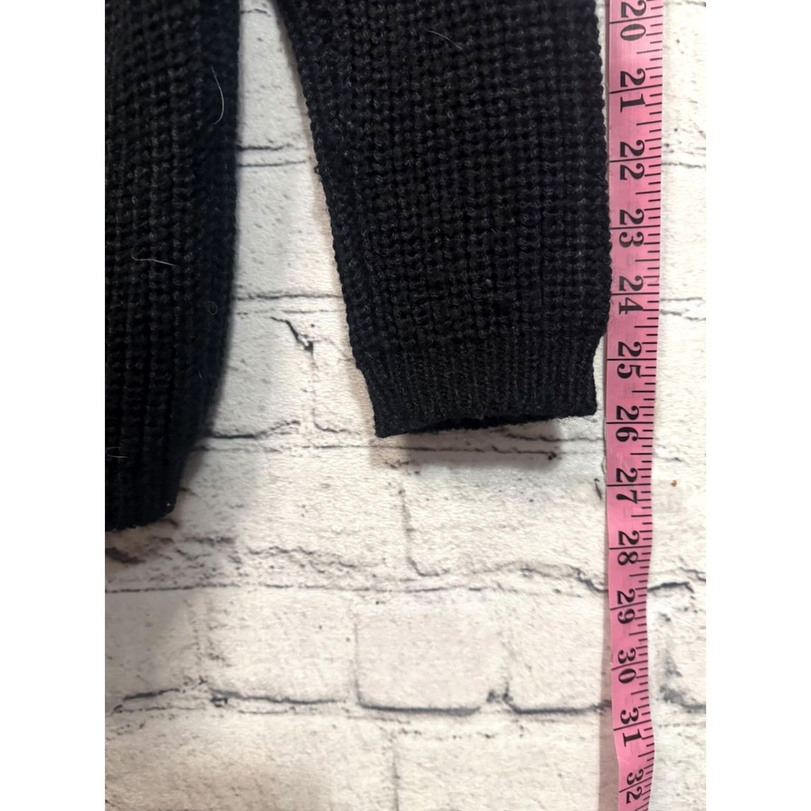 Vintage Ambiance Black Cold Shoulder V-Neck Sweater Shirt Women Small Regular Size S Knit Pullover Crew Neck Long Sleeve Solid 100% Cotton Mens? Size S / US 4 / IT 40 - 4 Thumbnail