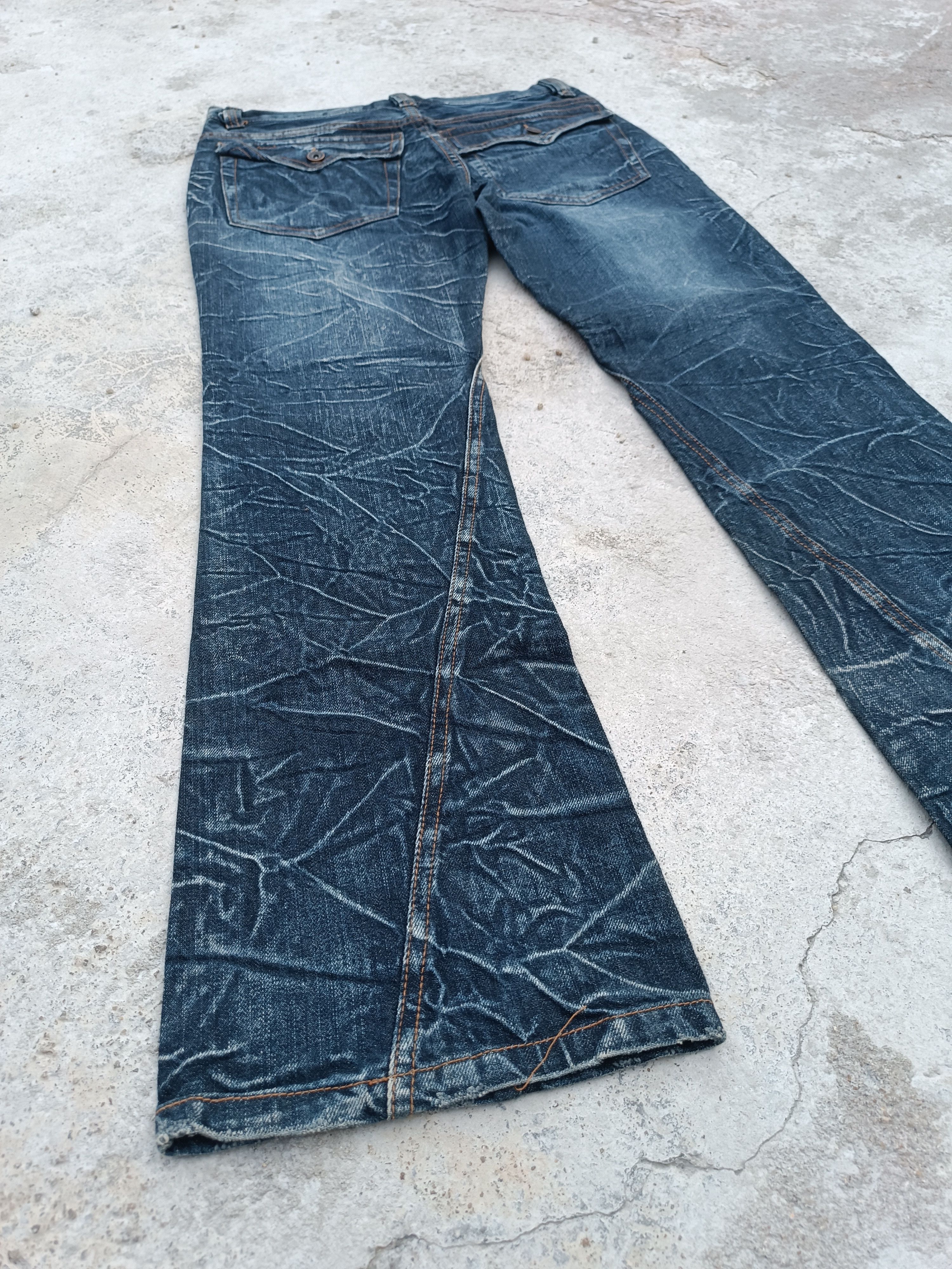 Japanese Brand FLARED NYLAUS WHISKERS JEANS VERY RARE Size US 31 - 20 Thumbnail