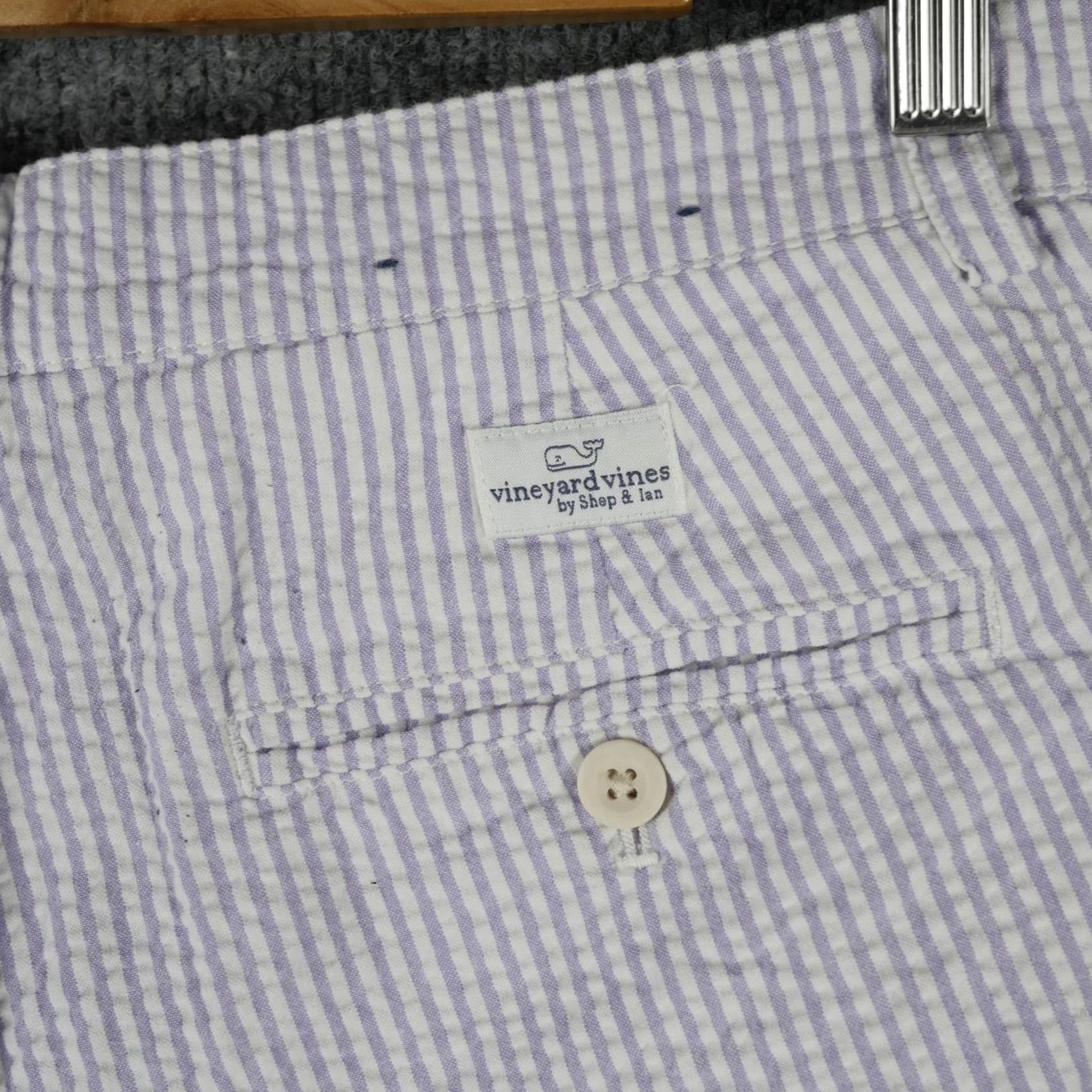 Vineyard Vines Vineyard Vines Shorts Mens 32 Purple Seersucker Stripe Club Short Chino Casual Size US 32 / EU 48 - 4 Thumbnail