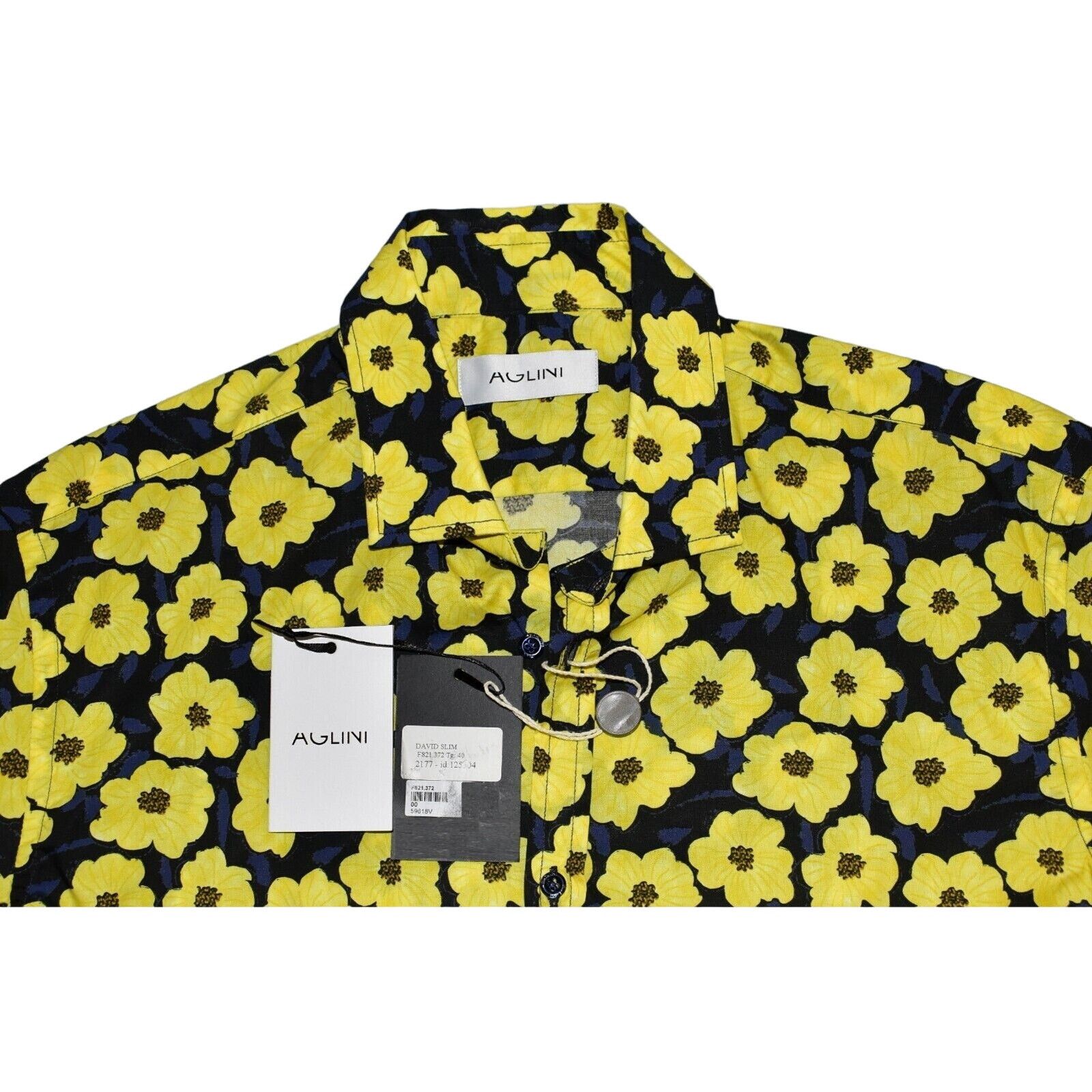 AGLINI NWT AGLINI Yellow Floral Cotton David Slim Shirt Size 40 Size US M / EU 48-50 / 2 - 5 Thumbnail