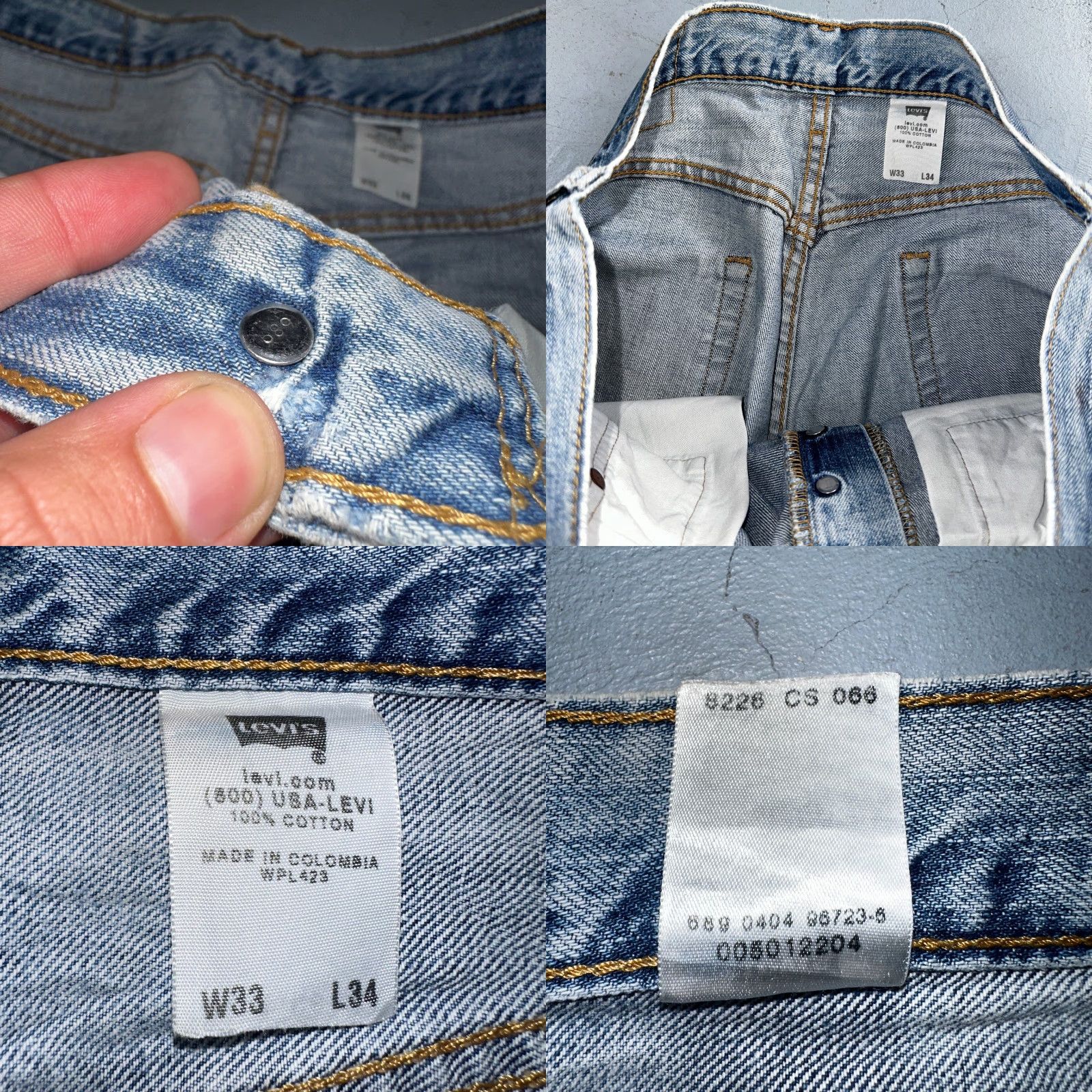 Levi's VINTAGE Levi's 501 Jeans Straight Blue Light Wash 33x34 90s Classic Regular Men Ships? Size US 33 - 9 Thumbnail