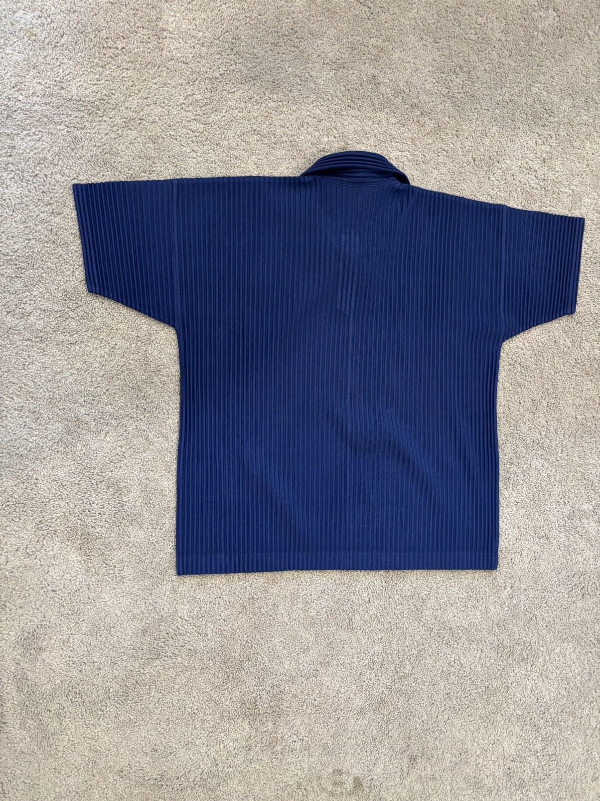Issey Miyake Issey Miyake Men’s Pleated Blue Polo Size US M / EU 48-50 / 2 - 2 Thumbnail