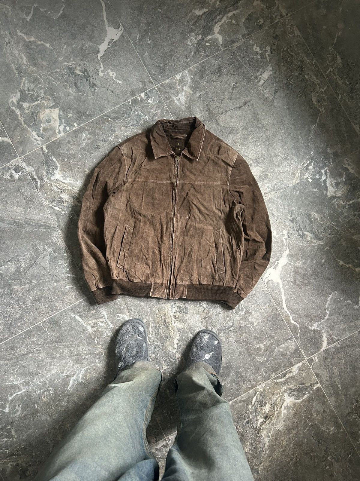 Vintage Vintage Pig Suede Leather Bomber Jacket Distressed Size 52 Size US L / EU 52-54 / 3 - 1 Thumbnail