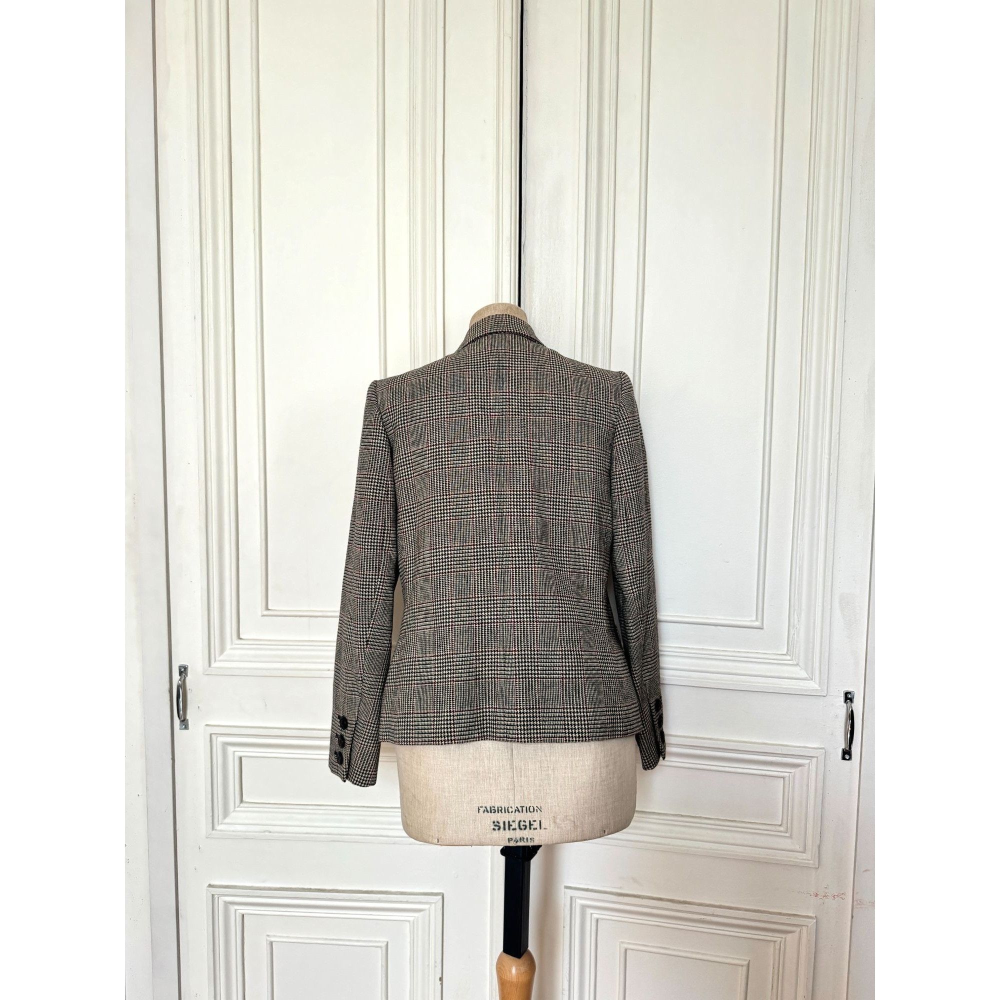 Yves Saint Laurent Vintage Grey Checkered Wool Blazer Size M / US 6-8 / IT 42-44 - 4 Thumbnail