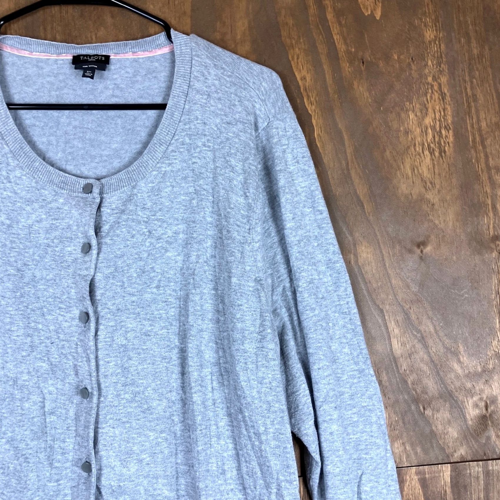 Talbots Talbots Womens Cardigan Gray Button Up Pima Cotton Blend 3X Sweater Knit Solid Casual Office Womens Size XXL / US 16-18 / IT 52-54 - 5 Thumbnail