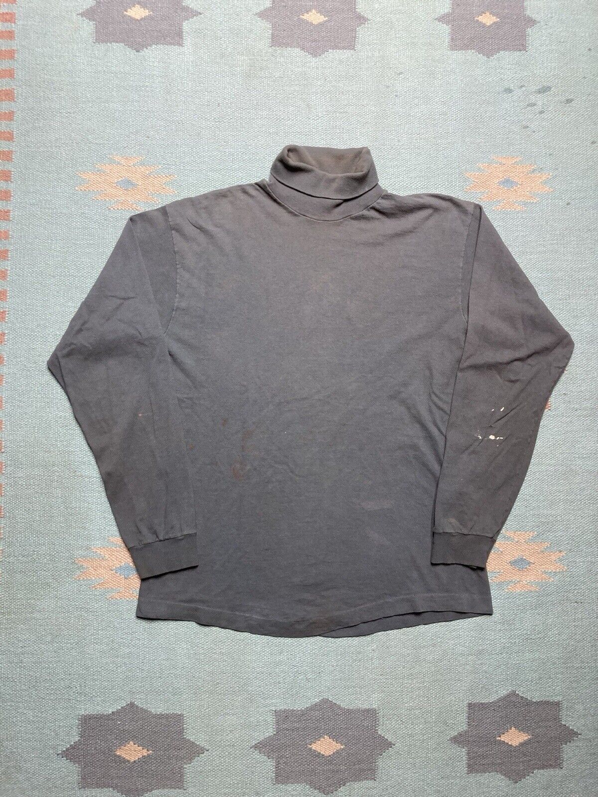 Fruit Of The Loom × Vintage VTG 80s t shirt faded black blank turtleneck cotton medium Size US M / EU 48-50 / 2 - 1 Thumbnail