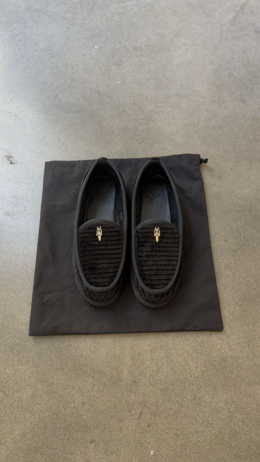 Chrome Hearts Chrome Hearts Black Corduroy Dagger Slippers Size US 9 / EU 42 - 2 Thumbnail