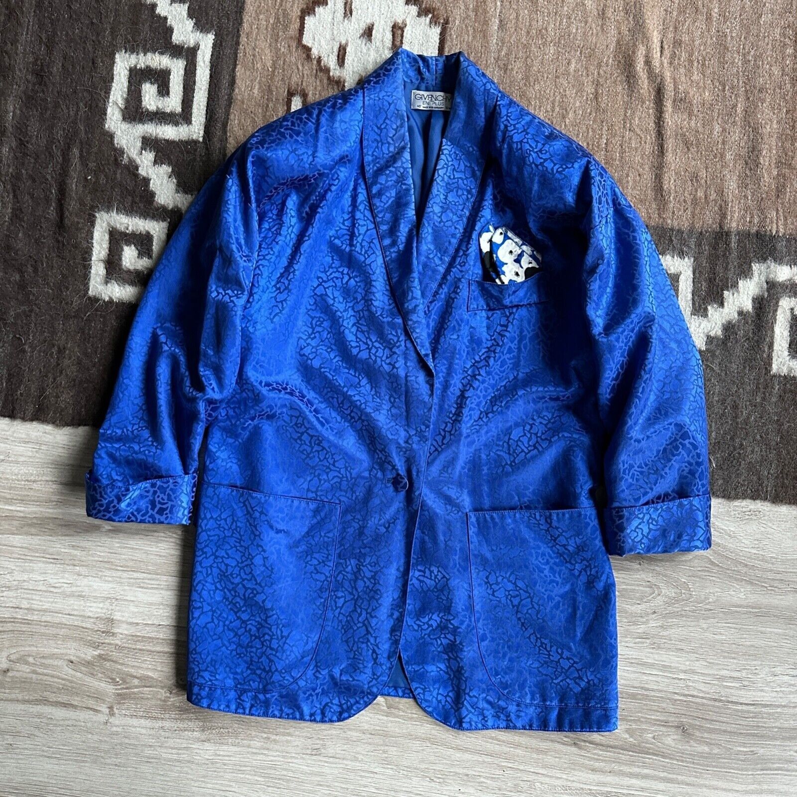 Givenchy Givenchy Vintage 80s Silk Blazer Jacket 8489AC Size L / US 10 / IT 46 - 1 Thumbnail