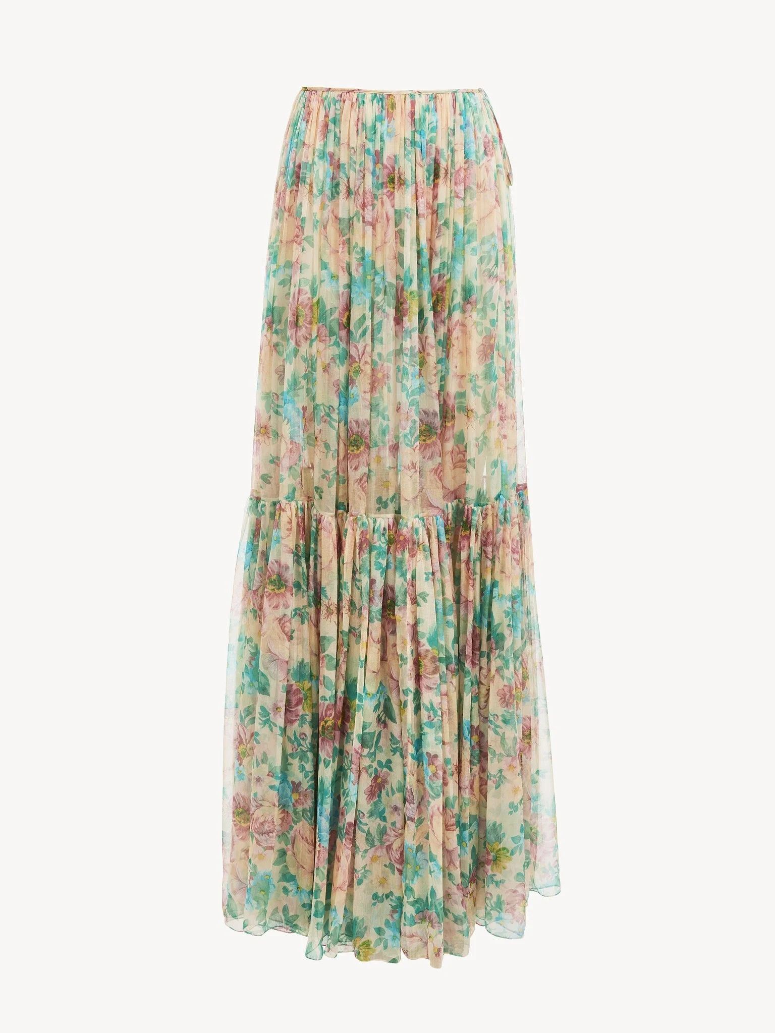 Chloe o1loc1c10326 Printed Maxi Skirt in Seed Pearl Beige Size 28" / US 6 / IT 42 - 1 Thumbnail
